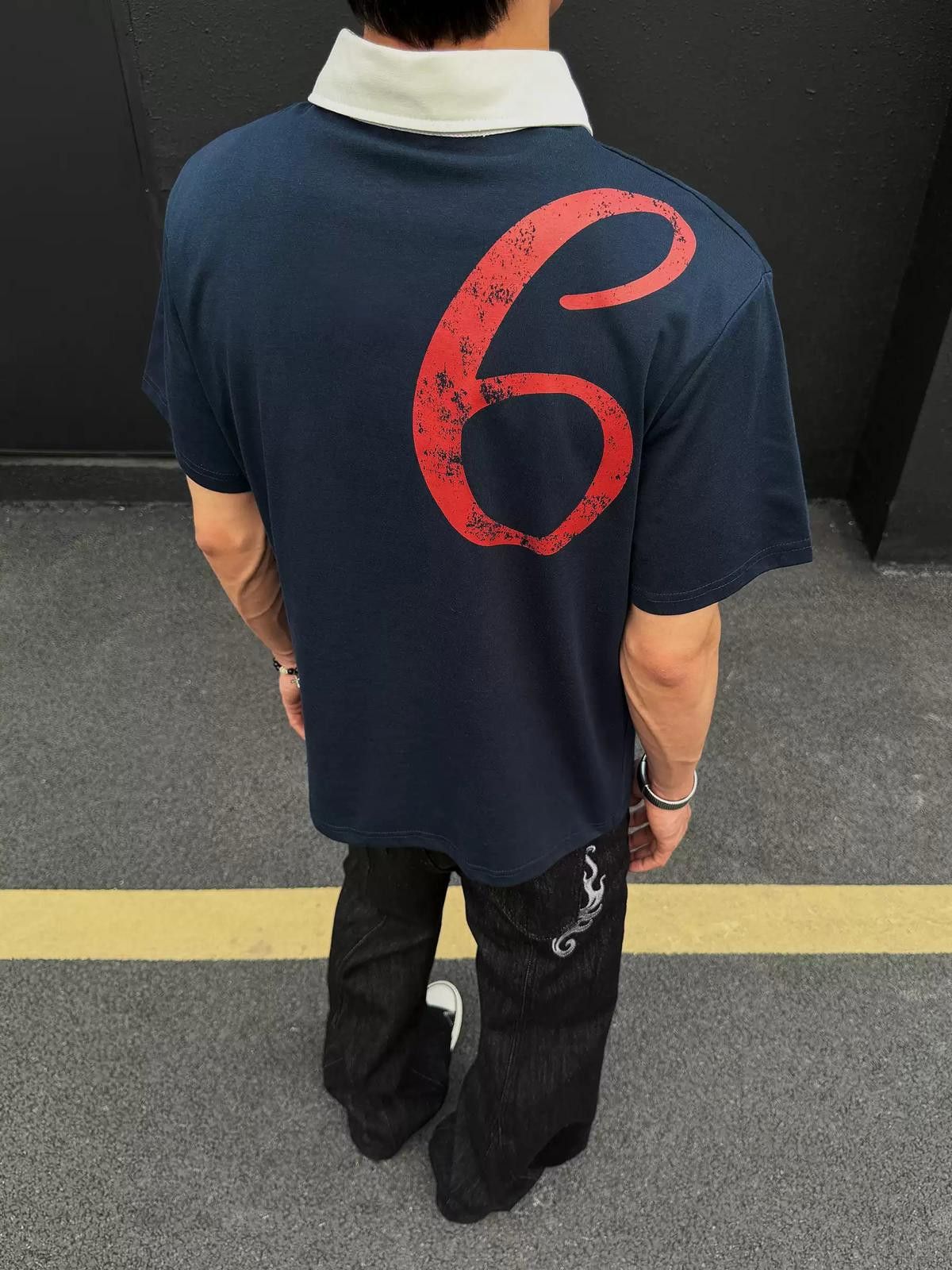 Other Contrast Letter Embroidered Polo Tee | Navy 100% Cotton Size US M / EU 48-50 / 2 - 5 Thumbnail