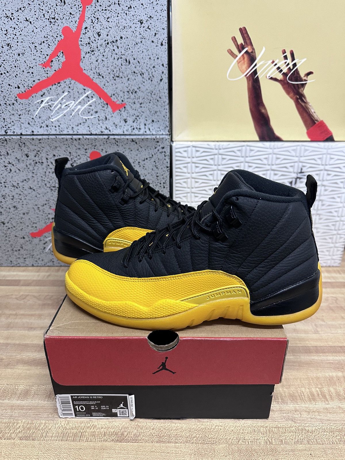 image of Jordan Nike Air Jordan 12 Xii Retro University Gold 2020 Shoes in Black/Gold, Men's (Size 10)