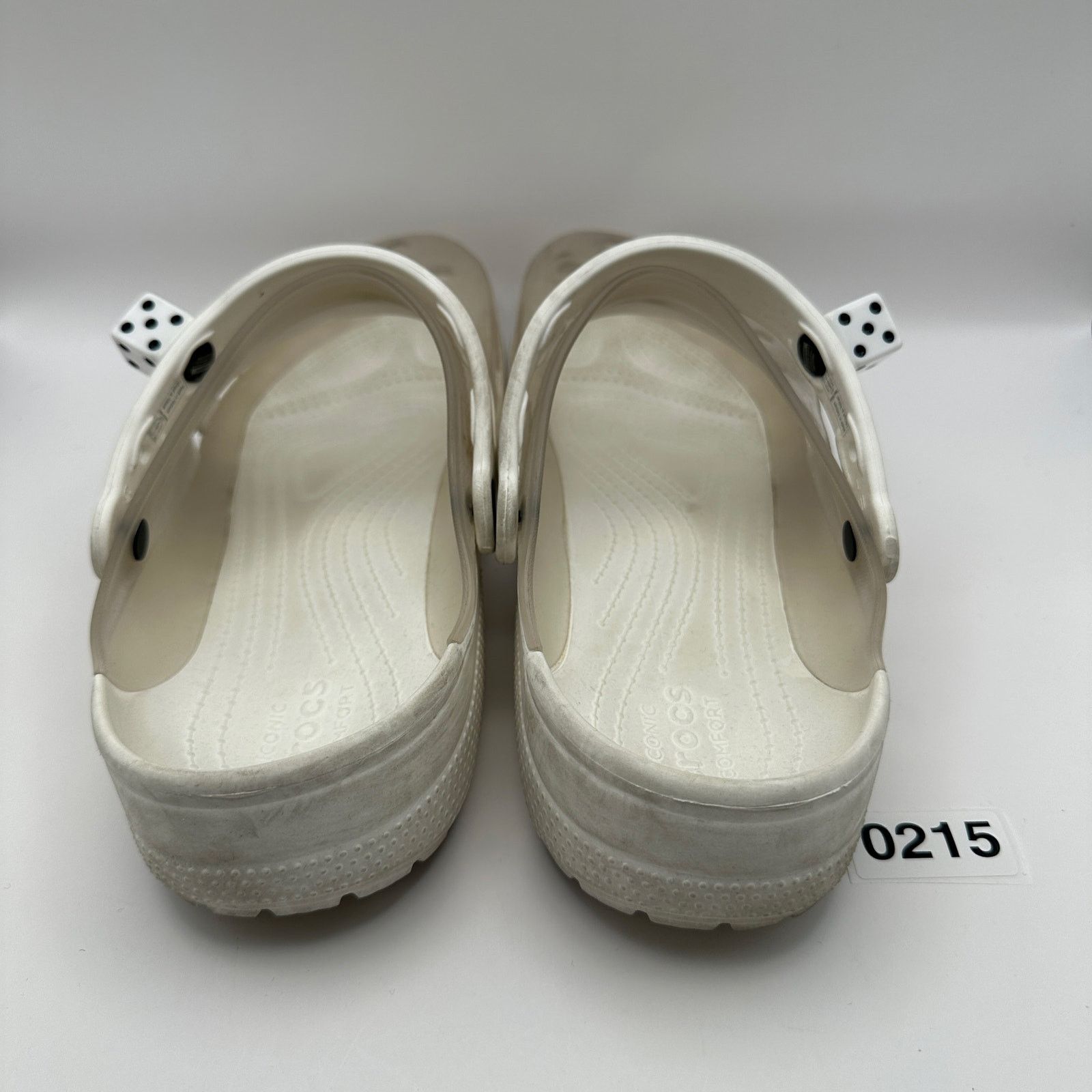 Crocs CROCS Classic Men's Size 11 Transpanrent w/ Dice Added White Size US 11 / EU 44 - 2 Thumbnail