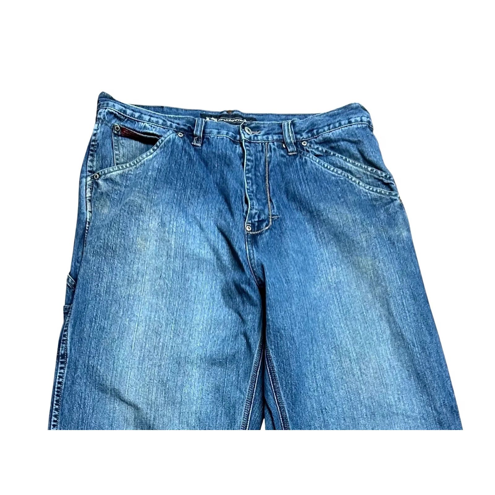 Vintage Drunkn Munky Jeans 5-Pocket Straight Leg Distressed 38x34 Vintage Y2K Blue Men Regular Size US 38 / EU 54 - 5 Thumbnail