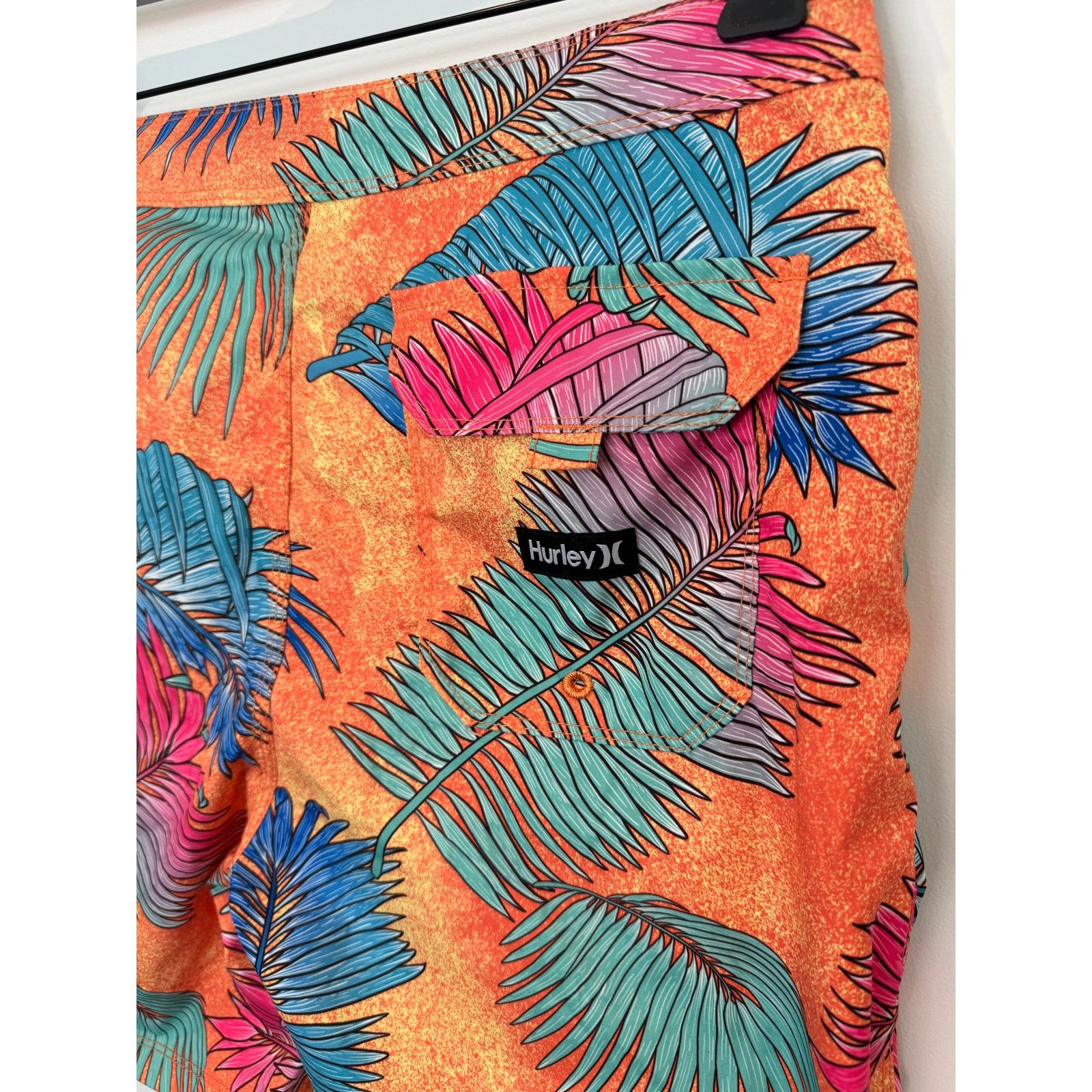 Hurley Hurley Palm Tree Tropical Orange 6" Men's Board Shorts Size US 28 / EU 44 - 3 Thumbnail