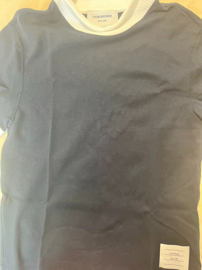 Thom Browne Thom Browne Dark blue white edged short sleeves Size US XS / EU 42 / 0 - 1 Thumbnail