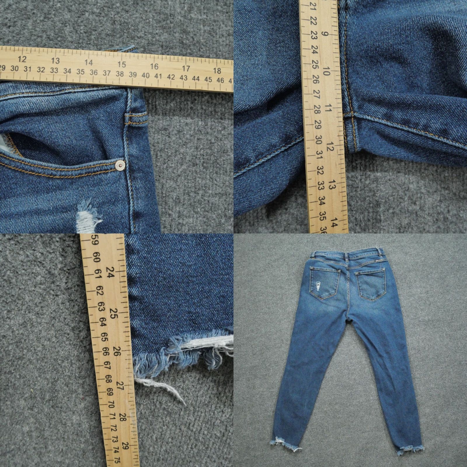 Vintage KanCan Jeans Womens 13 30 Blue Denim 5-Pocket Stretch Regular Rise High Inseam 27 in Pants Tapered Vintage No Size 24" / US 00 / IT 34 - 8 Thumbnail