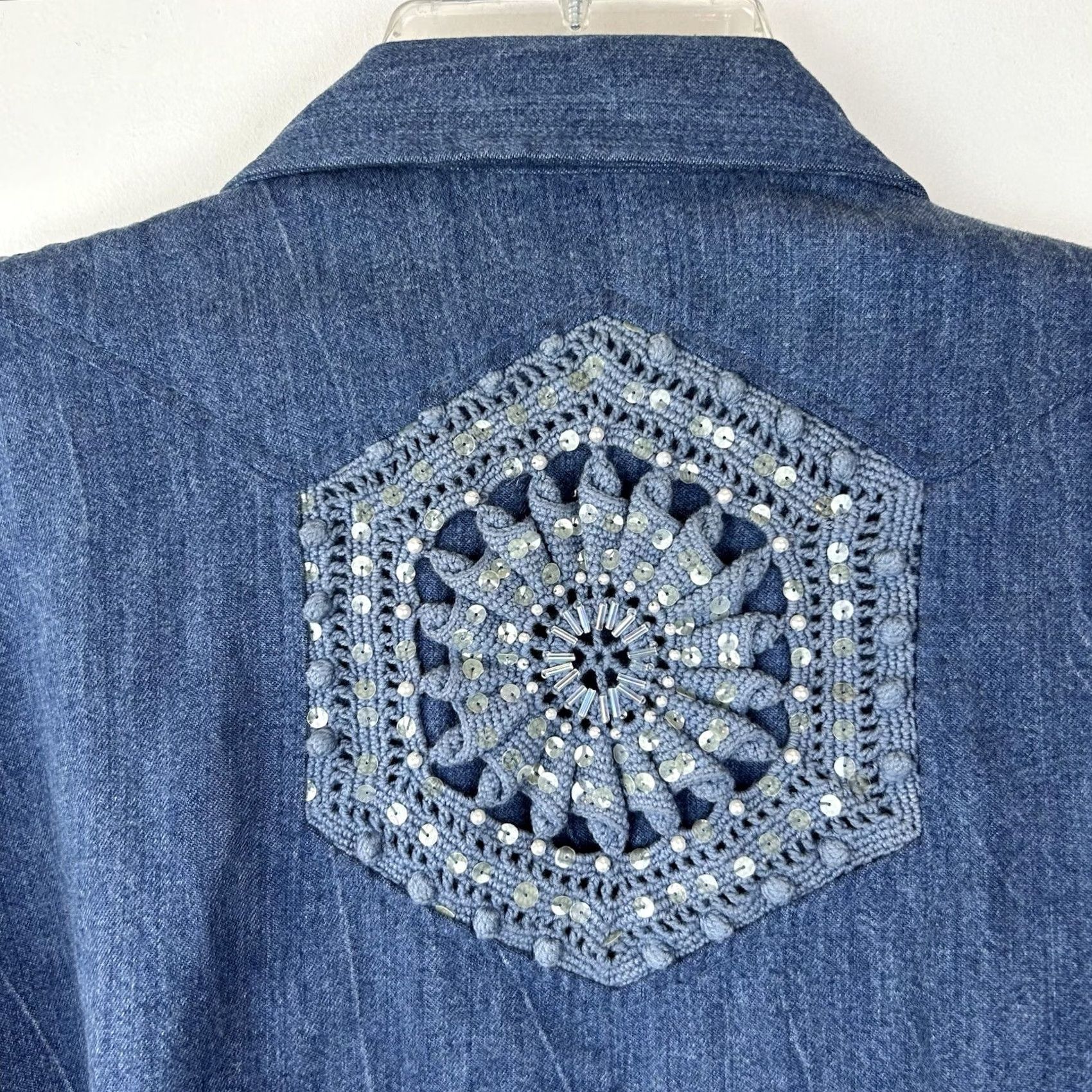 Vintage VINTAGE LIM'S Denim Shirt Button-Up Womens L Embroidered Cats Cottagecore Size L / US 10 / IT 46 - 4 Thumbnail