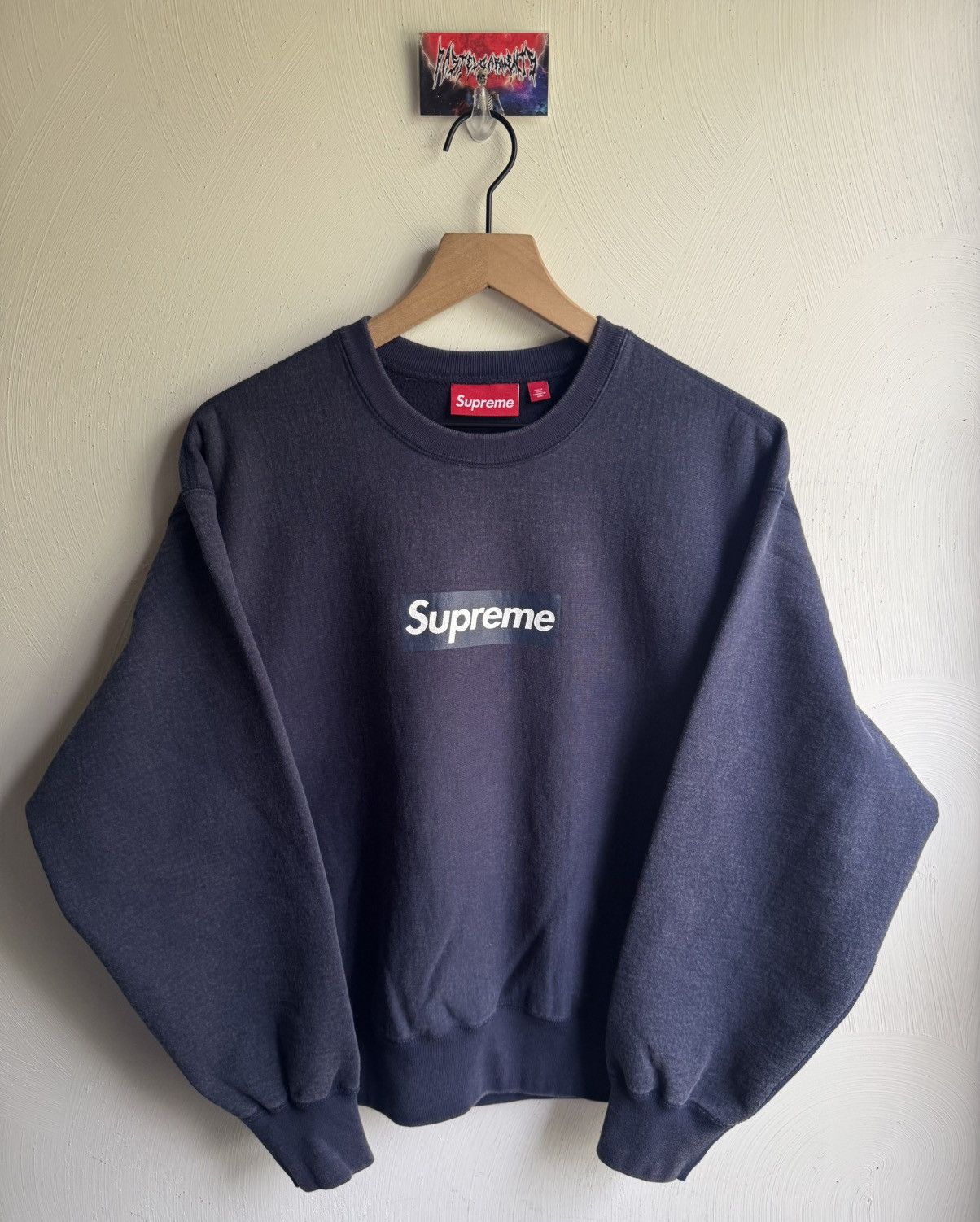 Supreme Supreme Washed Box Logo Crewneck Navy Size US S / EU 44-46 / 1 - 2 Thumbnail