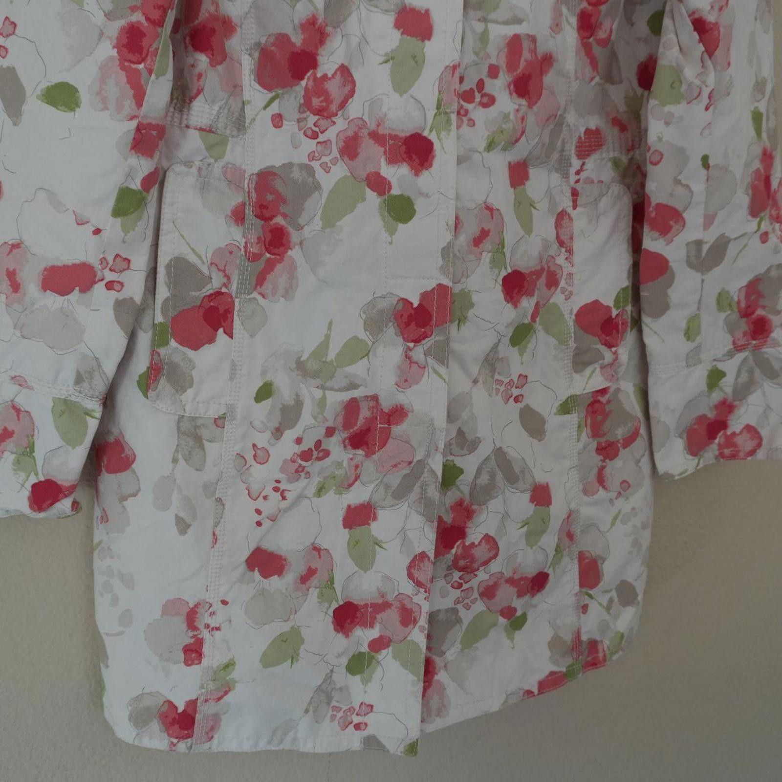 Eddie Bauer Eddie Bauer Coat Women's S White Trench Floral Size S / US 4 / IT 40 - 2 Thumbnail