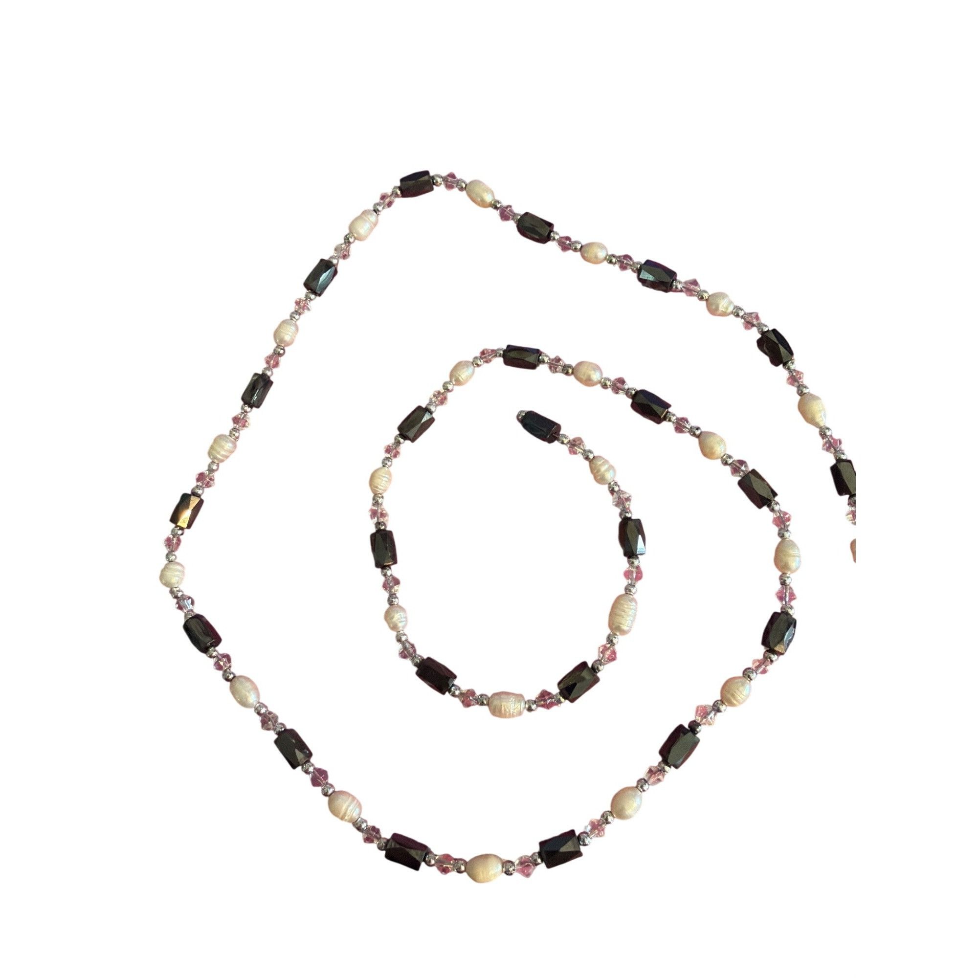Other Black White Clear Beaded Bracelet Necklace Magnetic Hematite Size ONE SIZE - 3 Thumbnail