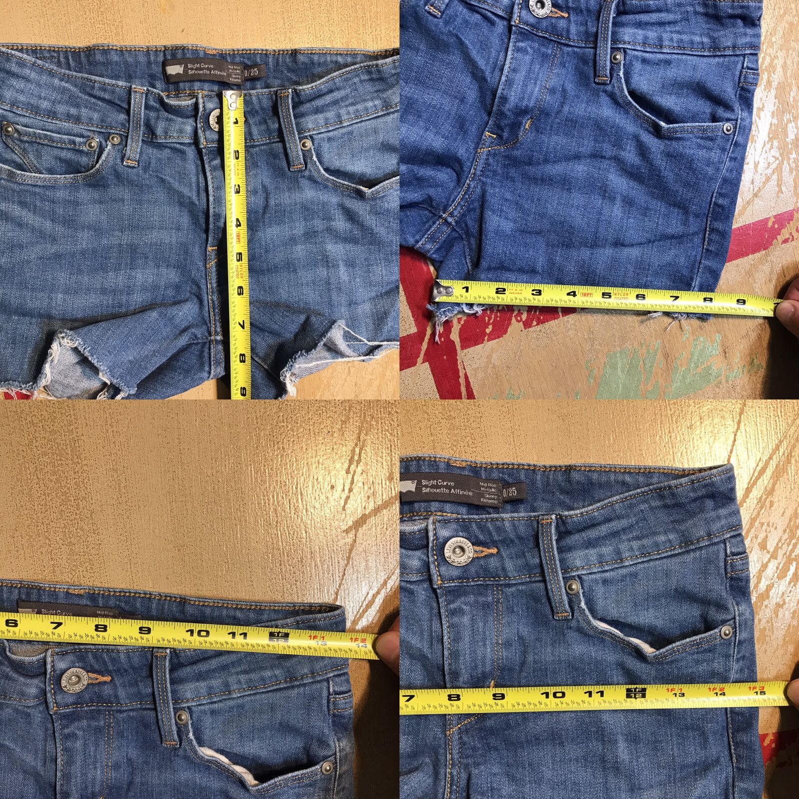 Levi's Levis Slight Curve Cut Offs Womens Tag 0 Denim Blue Size 25" / US 0 / IT 36 - 8 Thumbnail