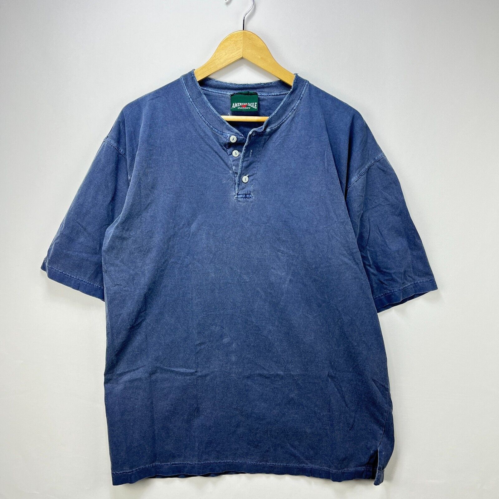 American Eagle Outfitters × Vintage Vintage 90s American Eagle Sun Faded Blank HenleyShirt Large Size US L / EU 52-54 / 3 - 1 Thumbnail