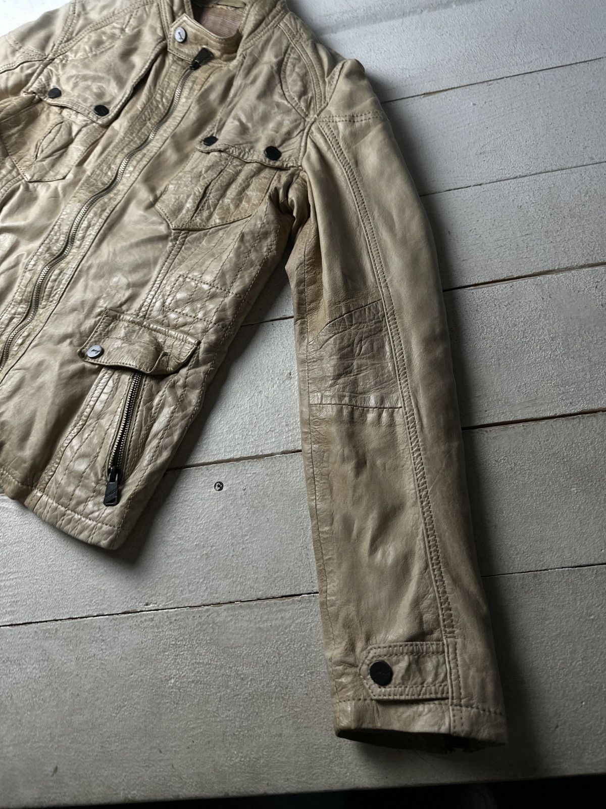 Other 🚨Y2K RICK OWENS TYPE DIRTY SLIM FIT ZIP LEATHER JACKET Size L / US 10 / IT 46 - 3 Thumbnail