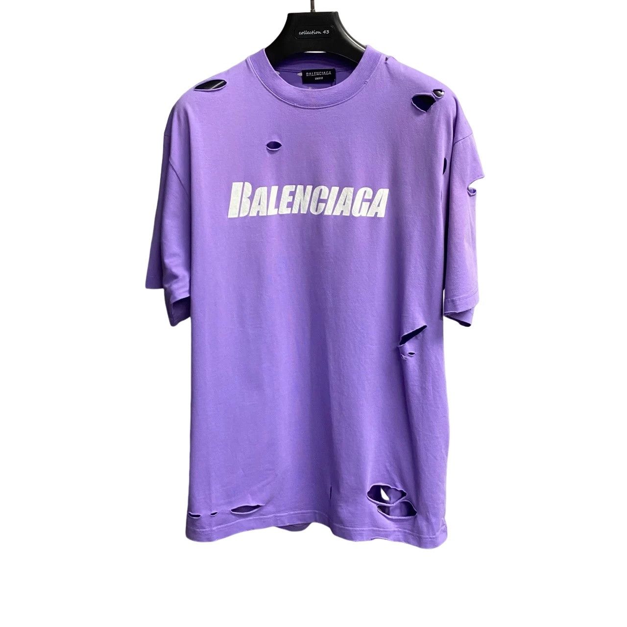 Balenciaga Balenciaga Distressed Logo Purple T-Shirt XS Size US XS / EU 42 / 0 - 1 Thumbnail