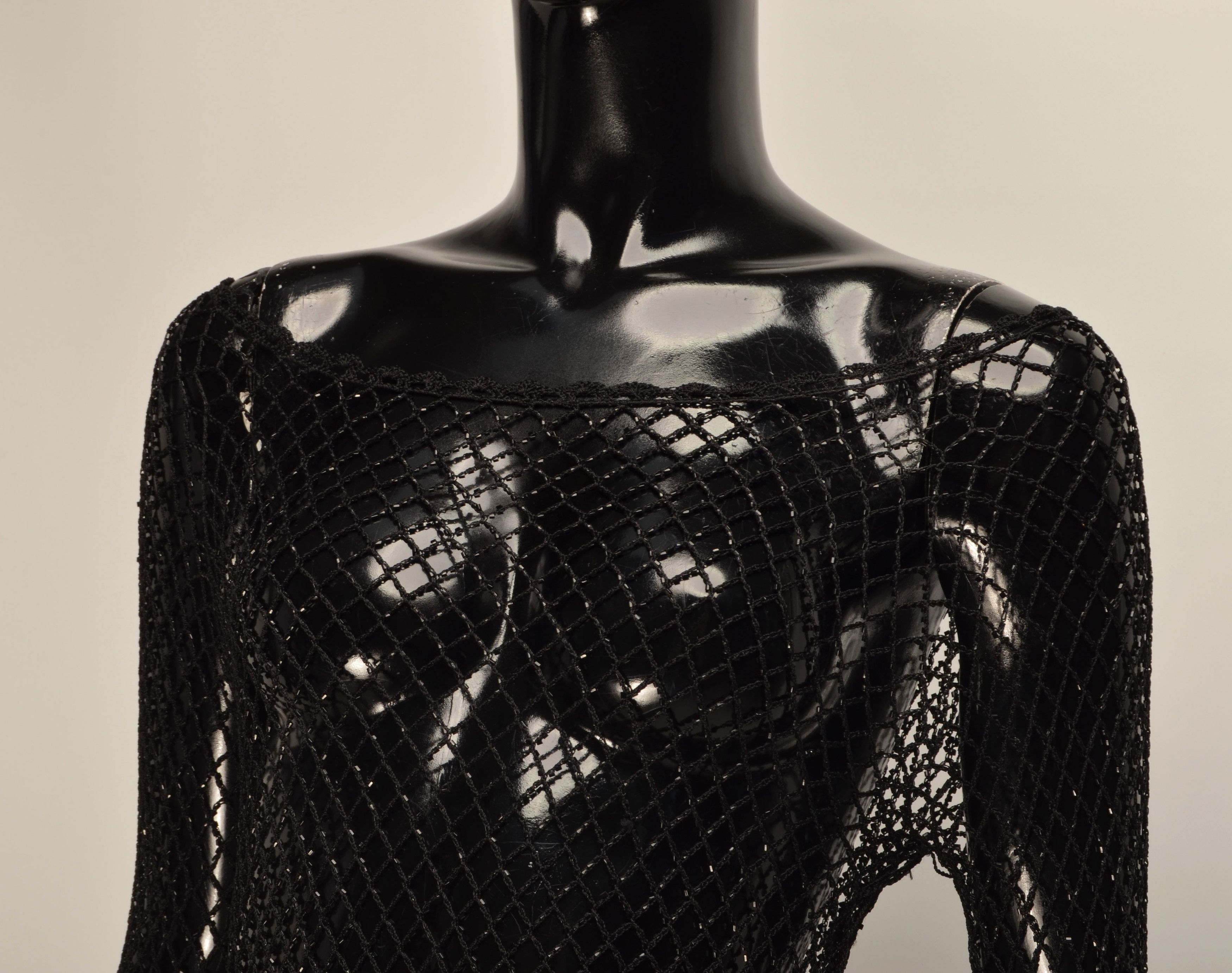 Other Y2K Fishnet Crochet Knit Beaded Grunge Whimsigoth Top Blouse Size ONE SIZE - 2 Thumbnail