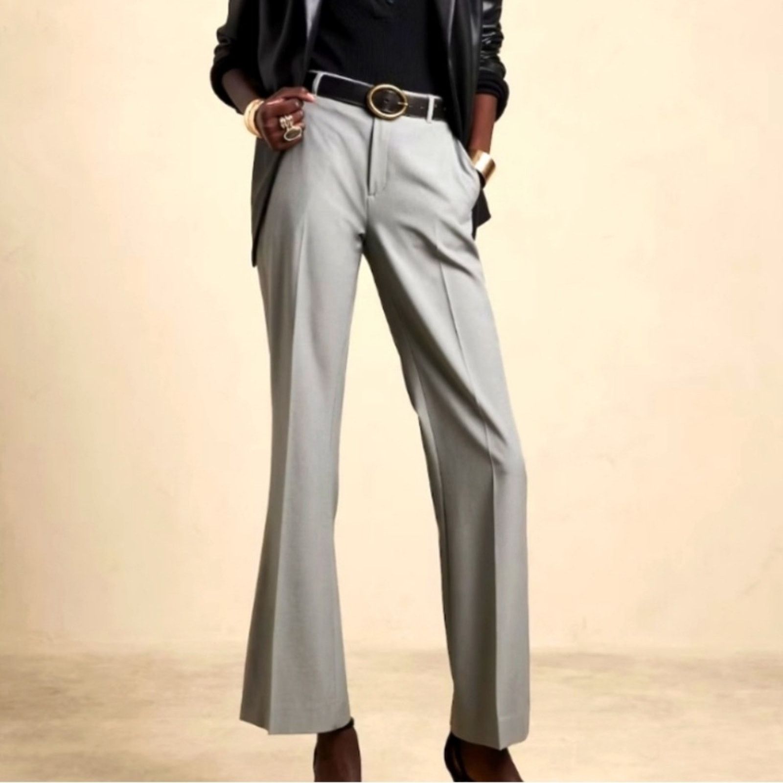 Gucci GUCCI 2006 Light Gray Wool & Silk Blend Wide Leg Pants NWT 4 Size 27" / US 4 / IT 40 - 1 Thumbnail
