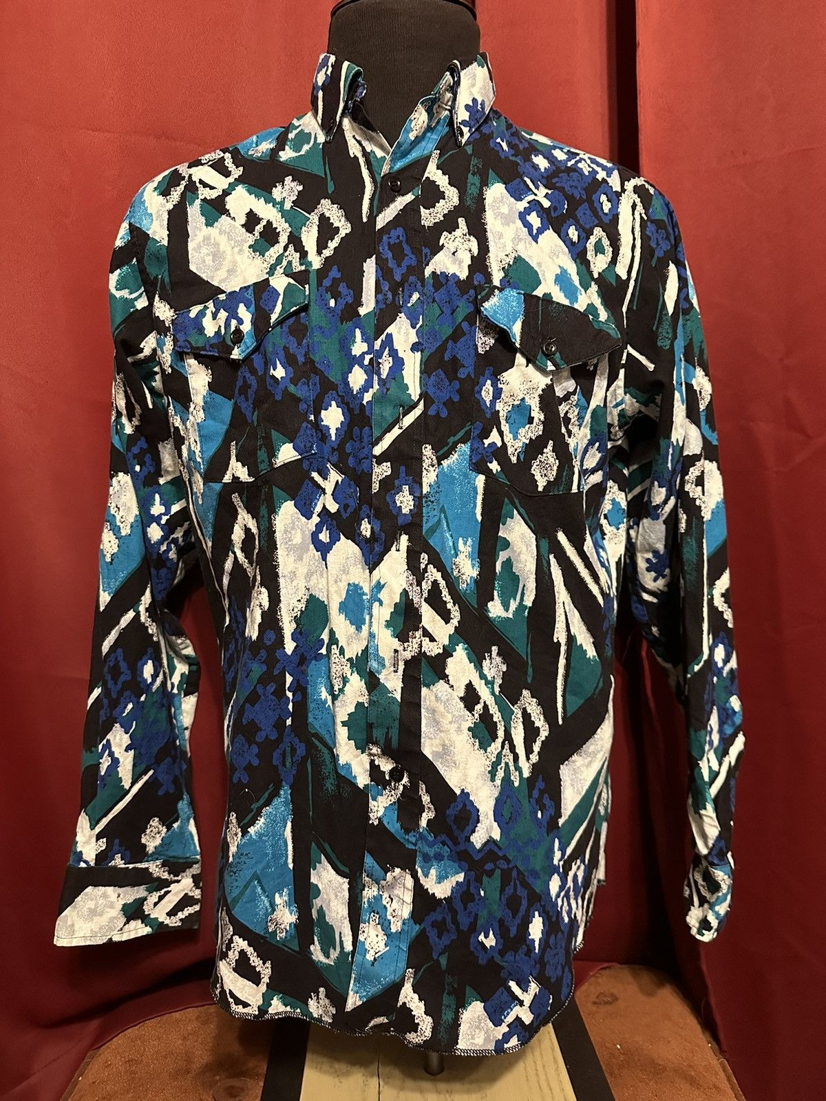 Vintage × Wrangler Vintage Wrangler Shirt 90s Abstract Brushpopper Cowboy Grail Size US L / EU 52-54 / 3 - 1 Thumbnail