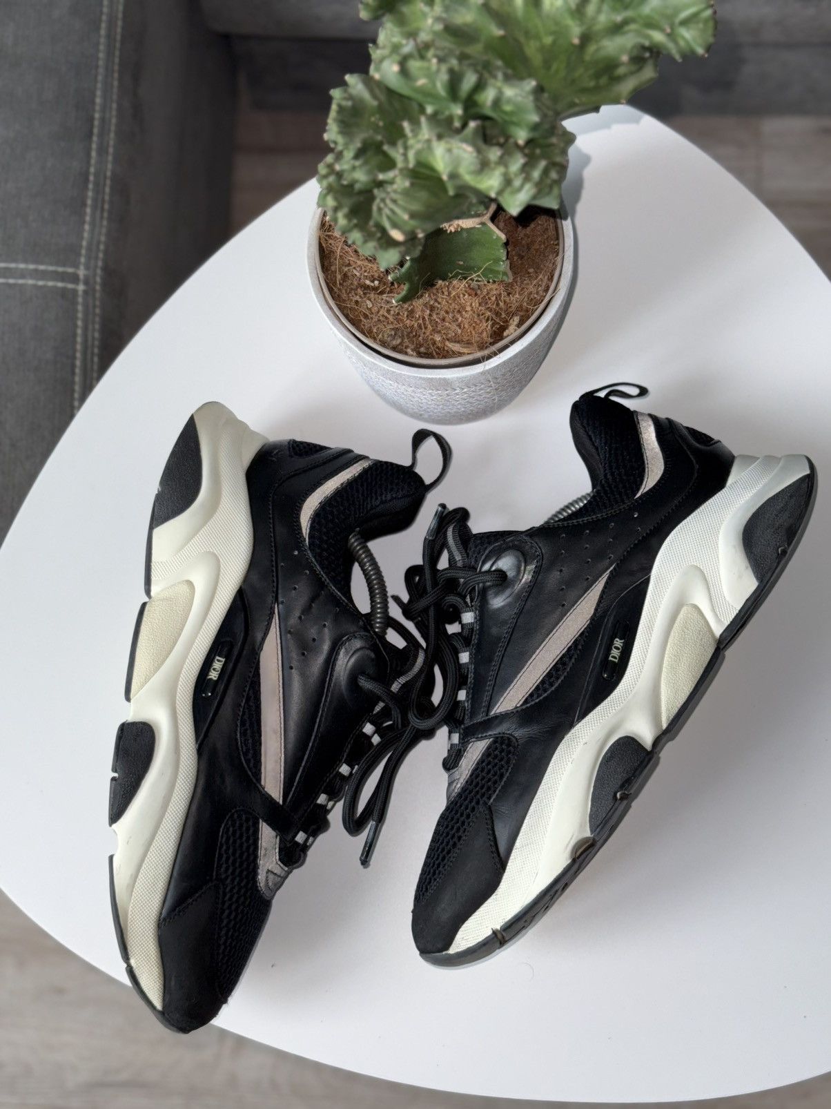 Dior DIOR B22 Reflective Sneakers Leather Black Size US 10.5 / EU 43-44 - 7 Thumbnail