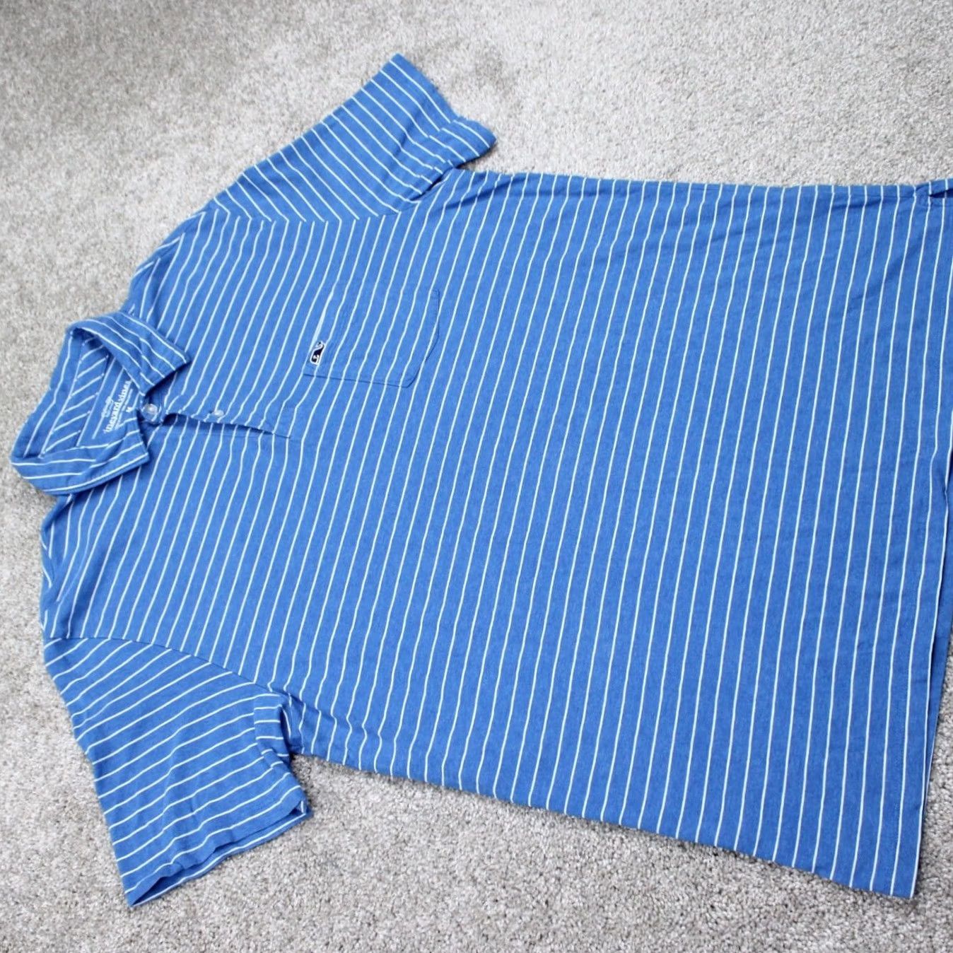 Vineyard Vines Vineyard Vines Polo Shirt Mens Medium Blue/White Stripe Short Sleeve Size US M / EU 48-50 / 2 - 7 Thumbnail