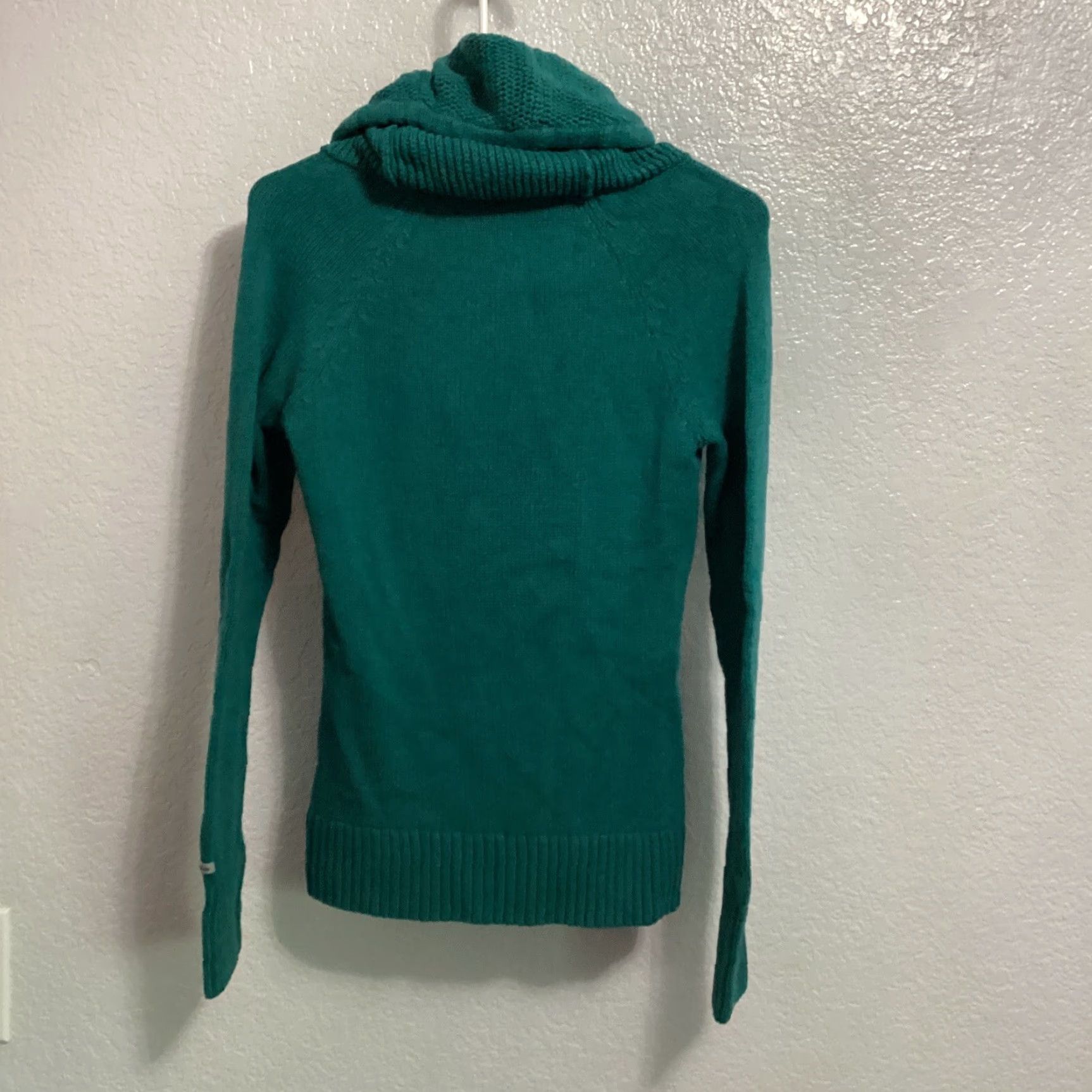 Altea VINTAGE Columbia Sweater Women XS Teal Green Cotton Wool Cowl Neck Pullover Casual Knit Size XS / US 0-2 / IT 36-38 - 2 Thumbnail