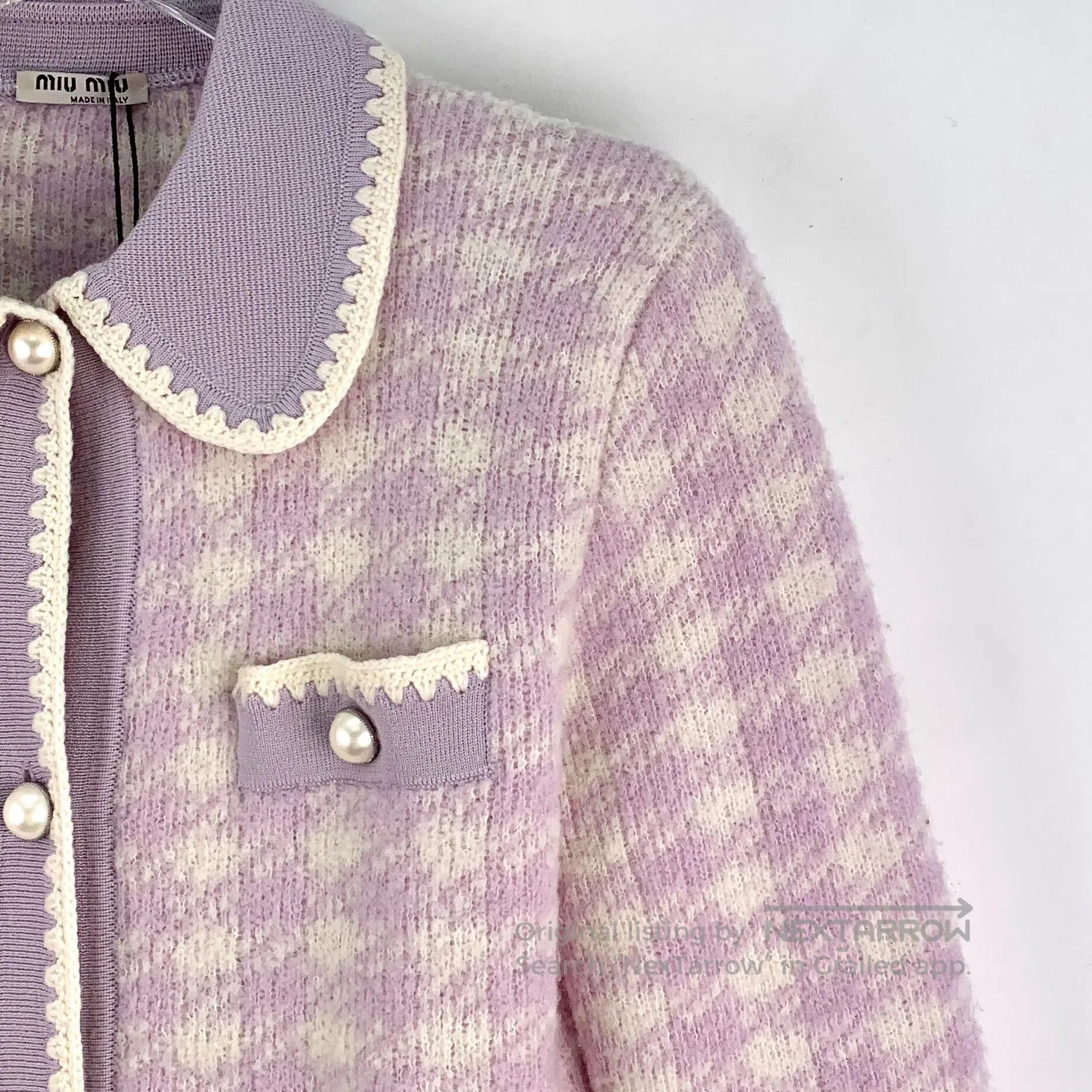 Miu Miu Miu Miu Light Purple Plaid Wool Peter Pan Collar Single Pe Size XS / US 0-2 / IT 36-38 - 3 Thumbnail