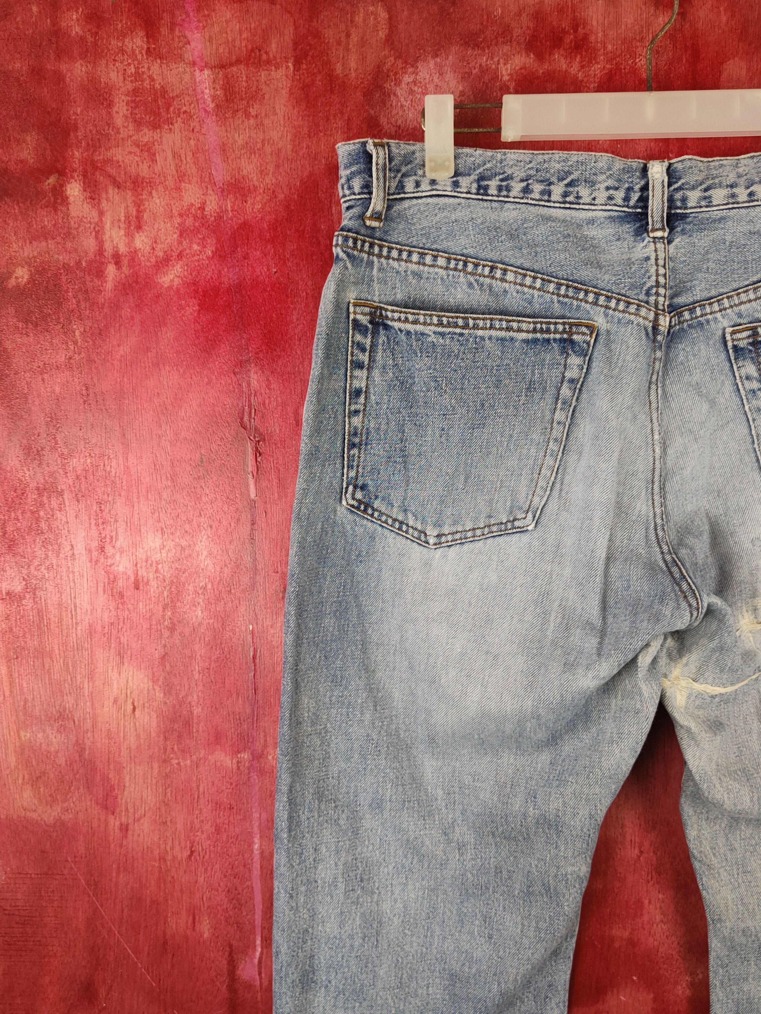 Japanese Brand Topvalu Blue Distressed Ripped Jeans #S2143 Size US 35 - 10 Thumbnail