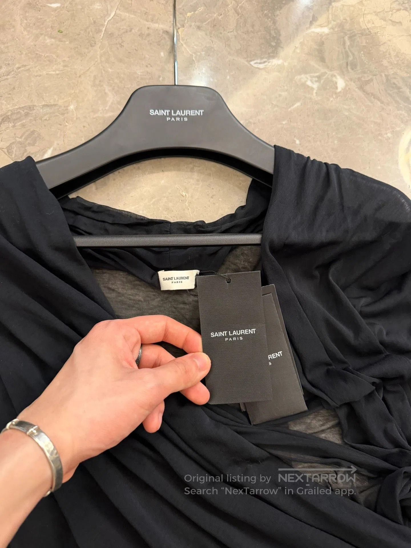 Saint Laurent Paris Saint Laurent 23SS Deep V Sheer Top. Size US XL / EU 56 / 4 - 2 Thumbnail