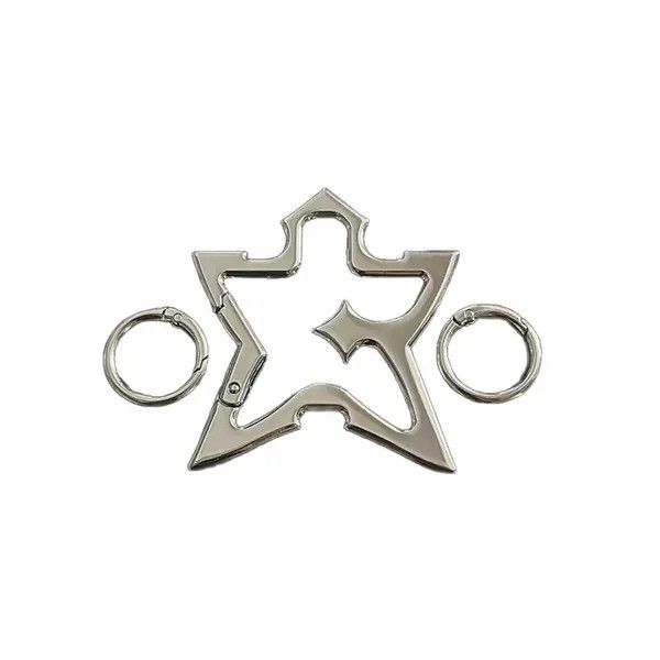 Jewelry Silver Star Shaped Metal Carabiner Keychain Accessory Size ONE SIZE - 5 Thumbnail