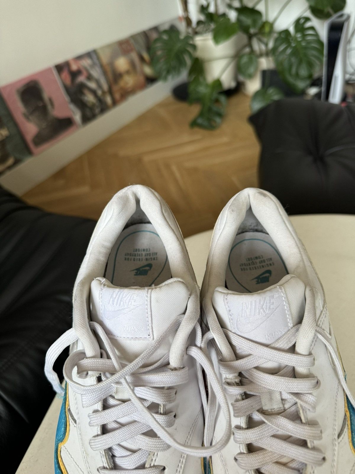 Nike Nike Air Max 1 Leather White Blue Rare Sneakers Hype Y2k Size US 8.5 / IT 38.5 - 4 Thumbnail
