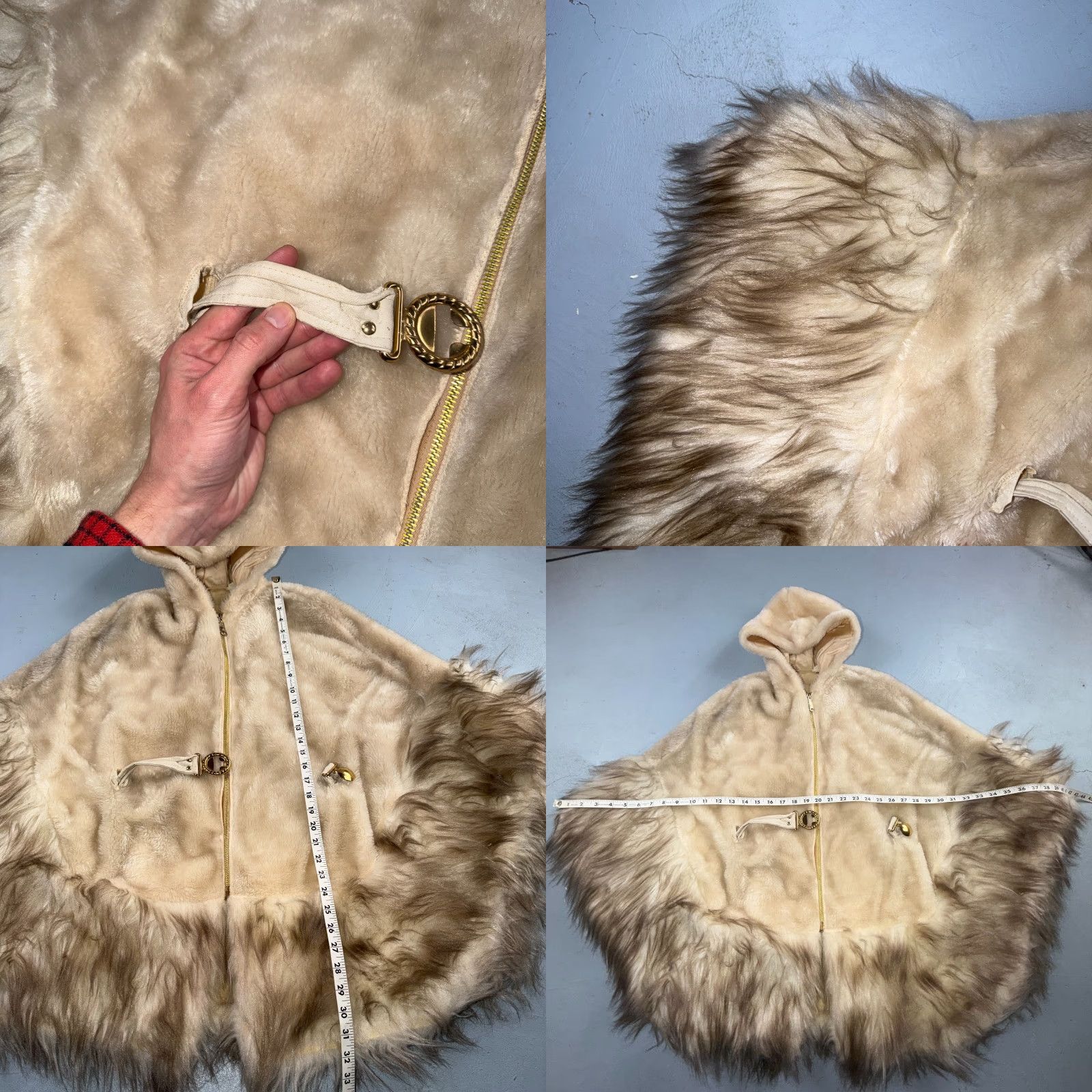Vintage VINTAGE Kimono, Beige Faux Fur Trim, One Size, Rockabilly 60s, 1960s, Kimono Poncho, Women, Beige, Faux Fur Trim, One Size, Unbranded Size ONE SIZE - 8 Thumbnail