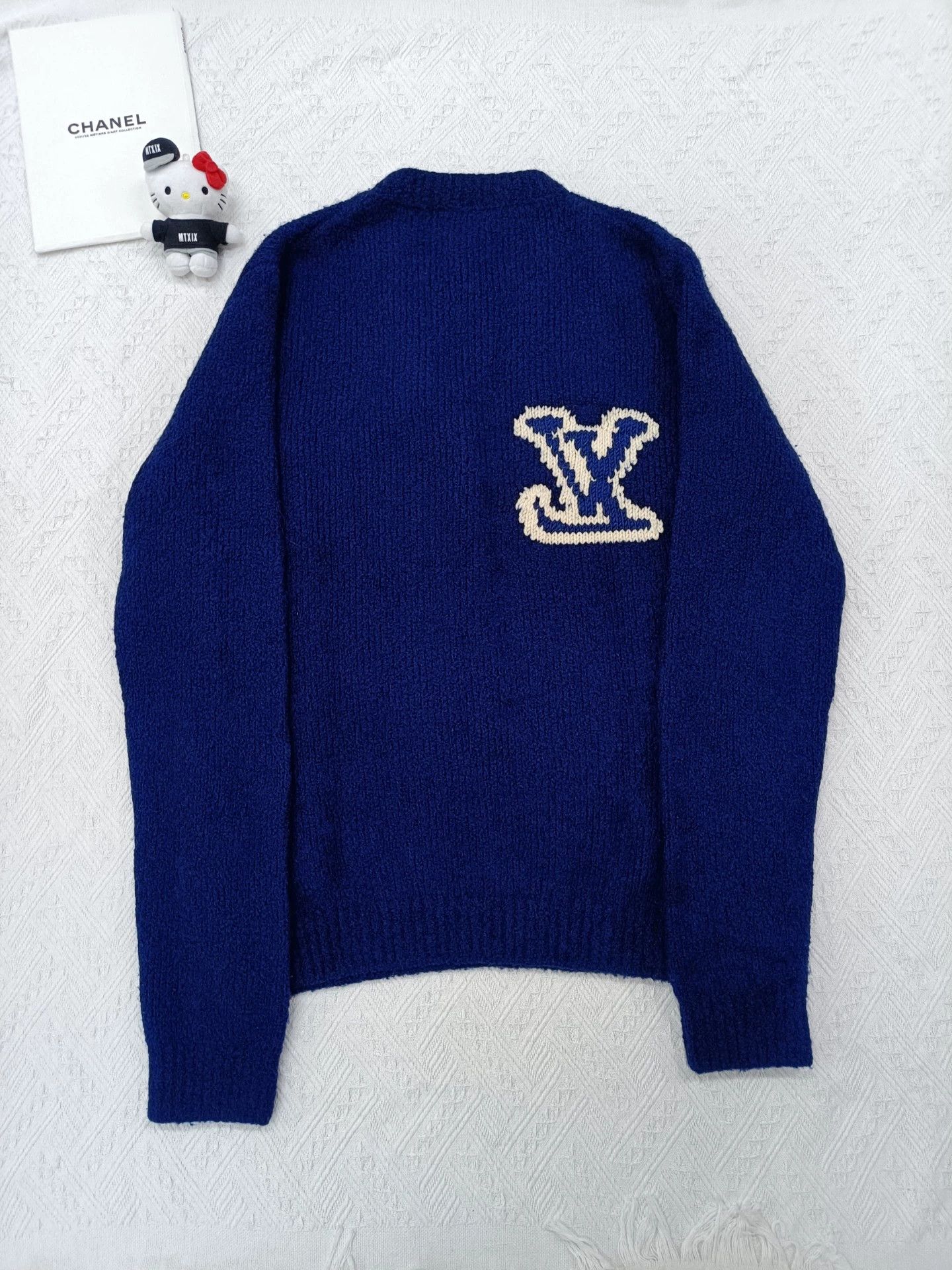 Louis Vuitton LV Blue Logo Wool Long Sleeve Sweater XL Size US XL / EU 56 / 4 - 3 Thumbnail
