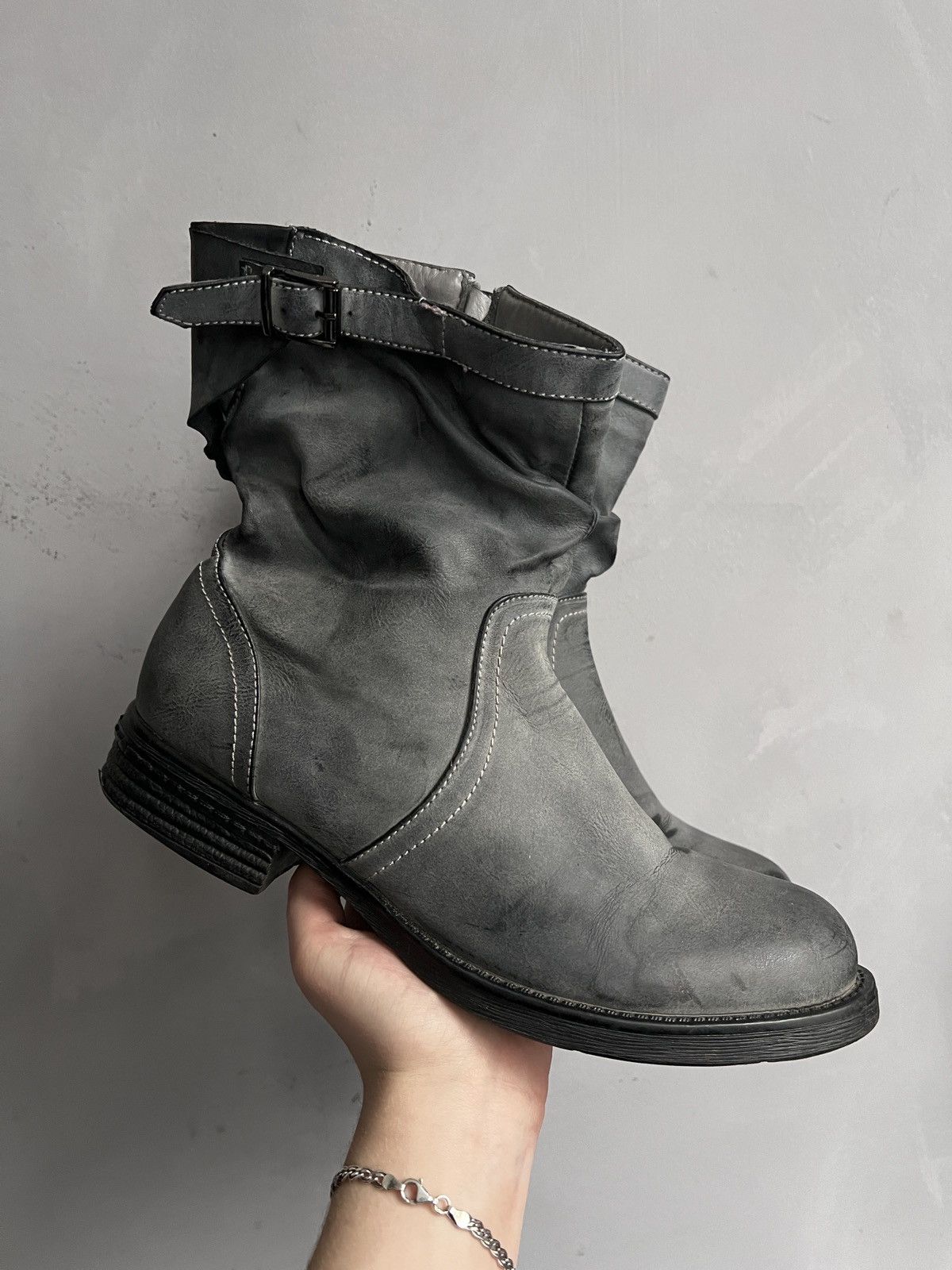 A.S.98 Grey Distressed Leather Boots engineered guidi style moto Size US 7.5 / EU 40-41 - 1 Thumbnail