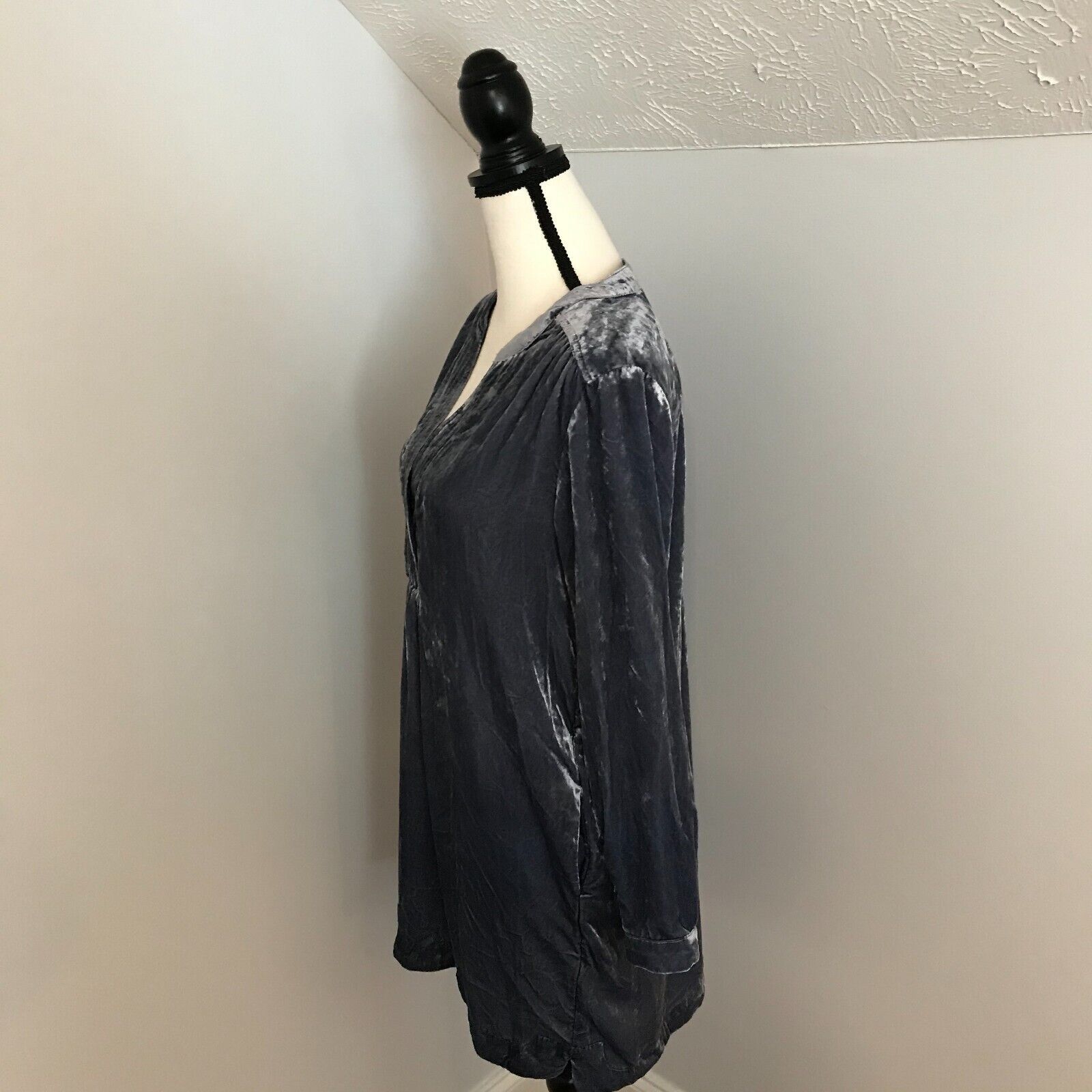 Anthropologie Anthropologie Melody Velvet Tunic Dress Slate Blue L/S Size XS / US 0-2 / IT 36-38 - 2 Thumbnail