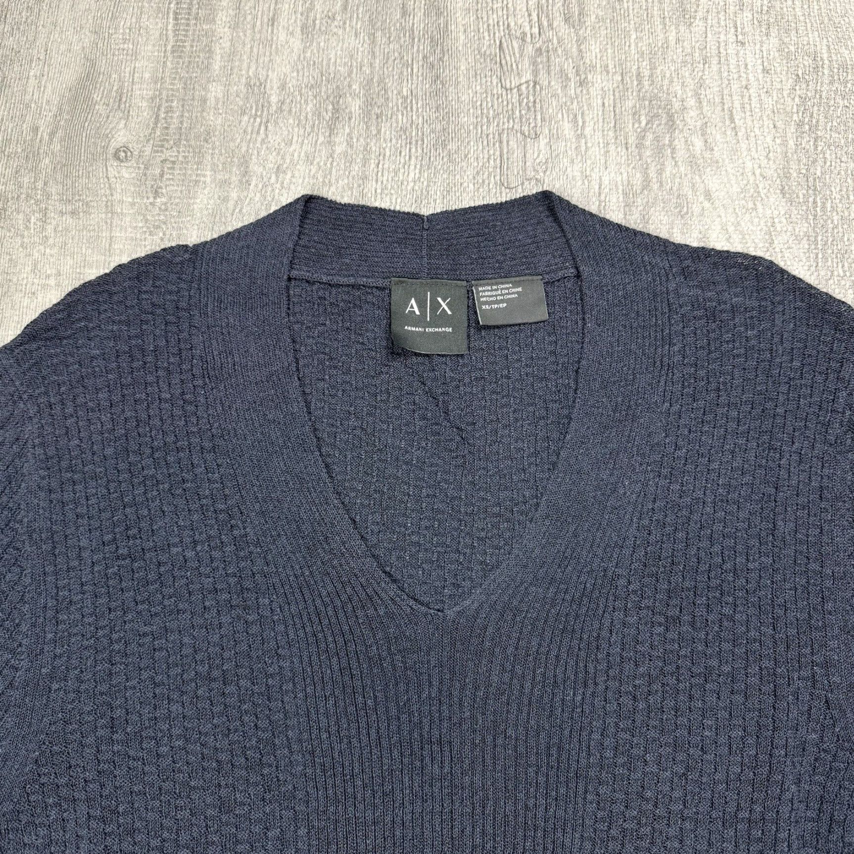Armani Exchange ARMANI EXCHANGE Lightweight V-Neck Pullover Sweater Men XS Blue Cotton Blend Viscose Stretch Modern Size US XS / EU 42 / 0 - 2 Thumbnail