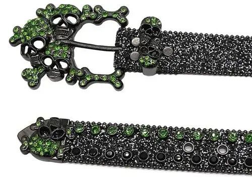 Japanese Brand Rhinestone Skull Head Belts for Men Women Size ONE SIZE - 3 Thumbnail
