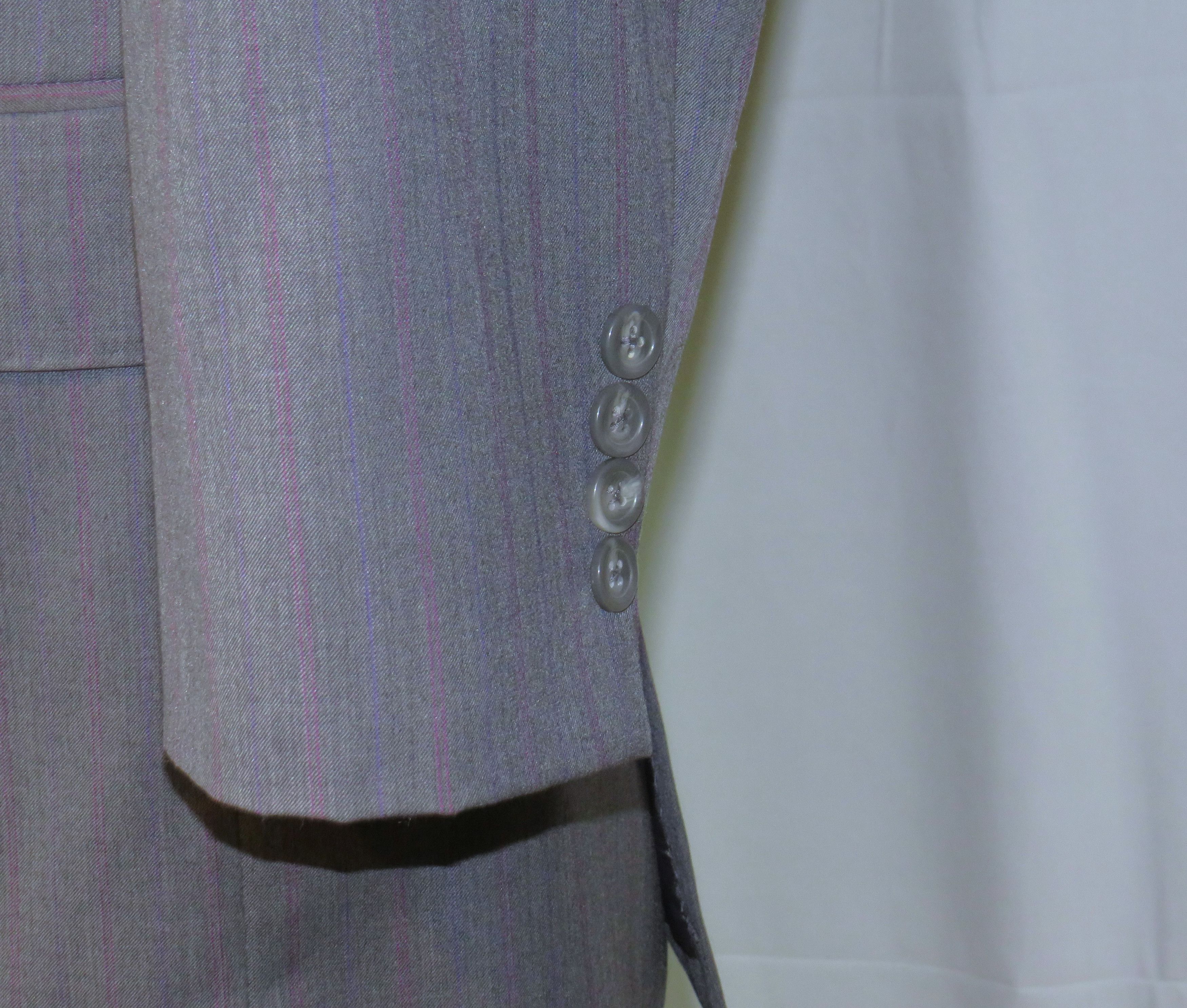 Other Morroni Custom Tailoring Gray Striped Three Button Suit 40L Size 40L - 10 Thumbnail