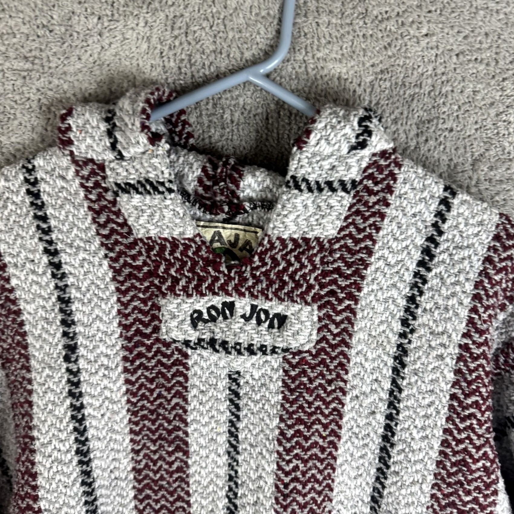 KangaROOS Baja Joe Hoodie Mens M Multicolor Striped Pullover Kangaroo Pocket Hooded Knit Hippie Branded Logo Embroidered V-Neck Casual Sweater Size US M / EU 48-50 / 2 - 6 Thumbnail