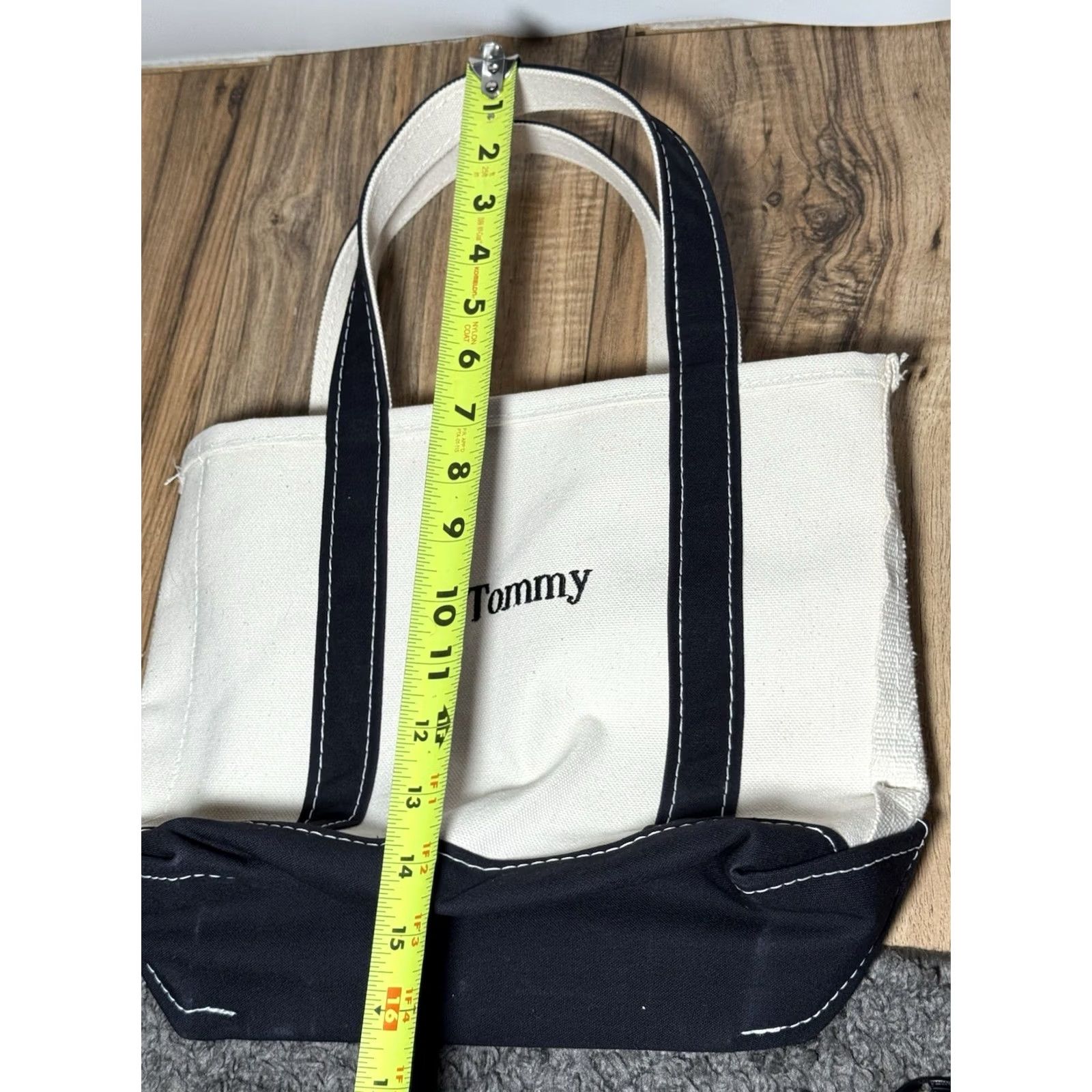 Vintage VINTAGE LL BEAN Boat And Tote Bag Tote Unisex Adults Monogram Tommy Embroidered Black Canvas Almond Small Large Size ONE SIZE - 7 Thumbnail