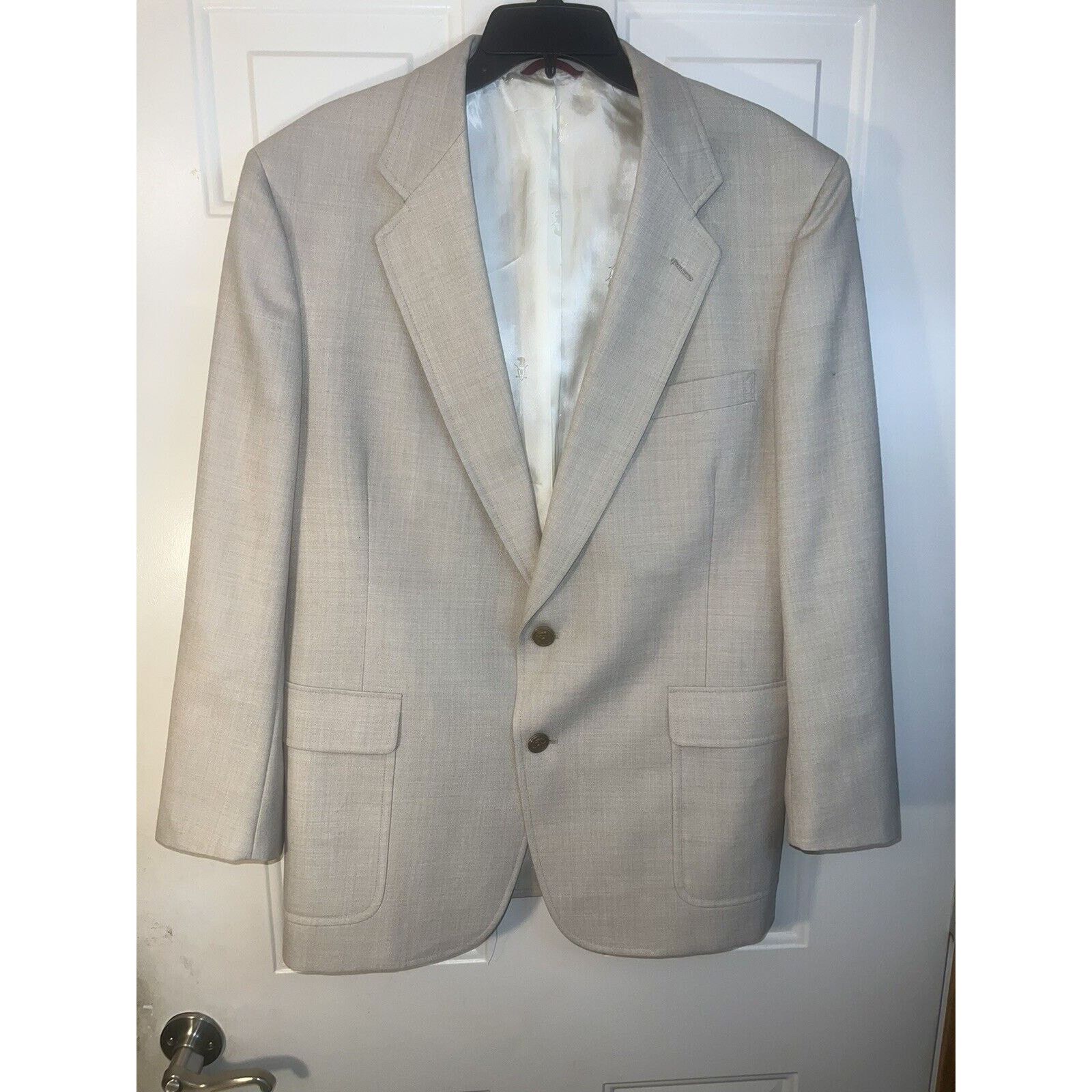 Hart Schaffner Marx Hart Schaffner Marx Beige Sport Coat Men’s Jacket Blazer 44R Size 44R - 1 Thumbnail