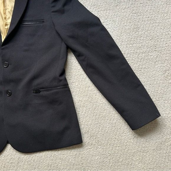 RNT23 Ron Tomson RNT23 Men’s Black Sport Coat Blazer Jacket Zipper Size 40R - 2 Thumbnail