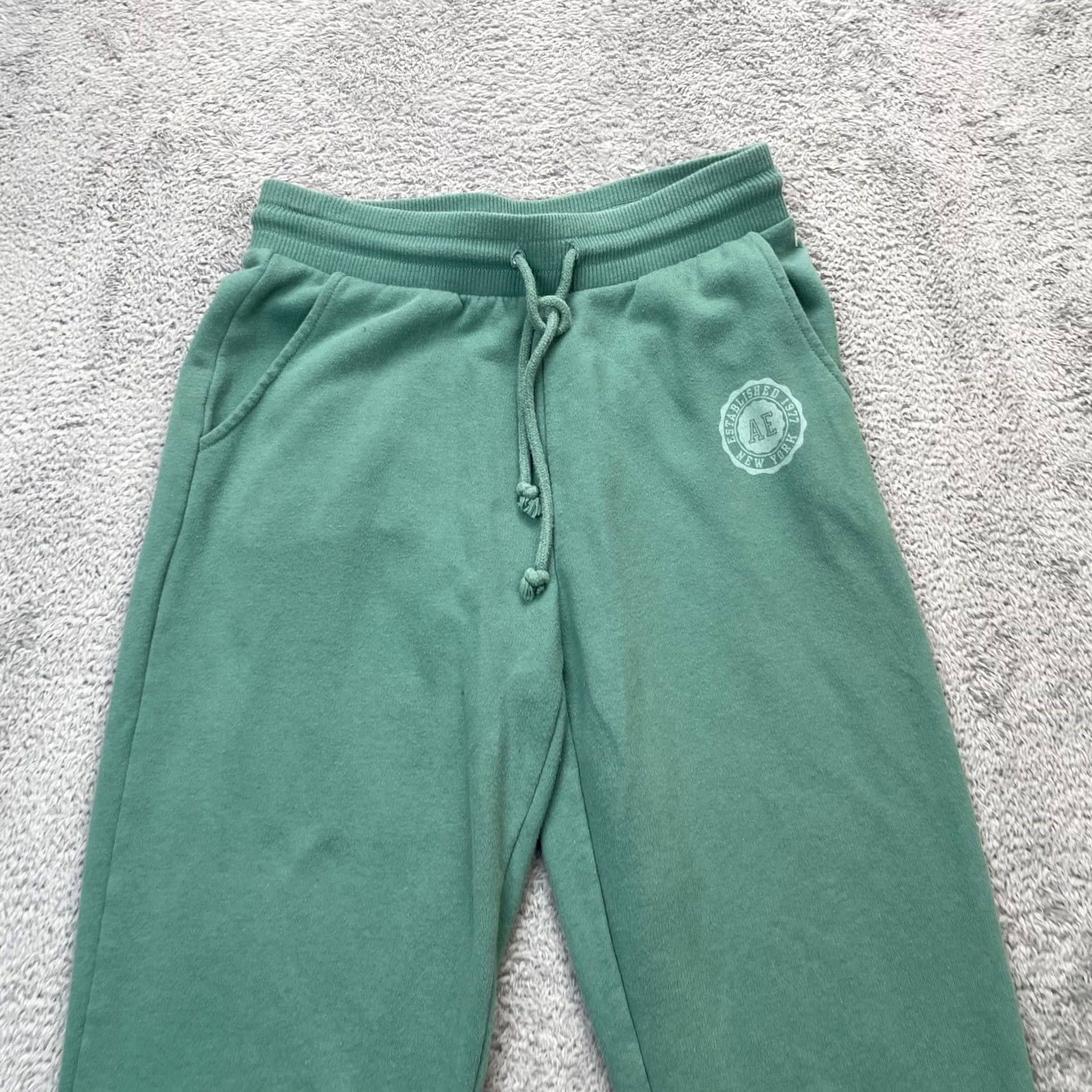 American Eagle Outfitters VINTAGE American Eagle Outfitters Sweatpants Womens XS Green Fleece Tapered Leg Size 26" / US 2 / IT 38 - 5 Thumbnail