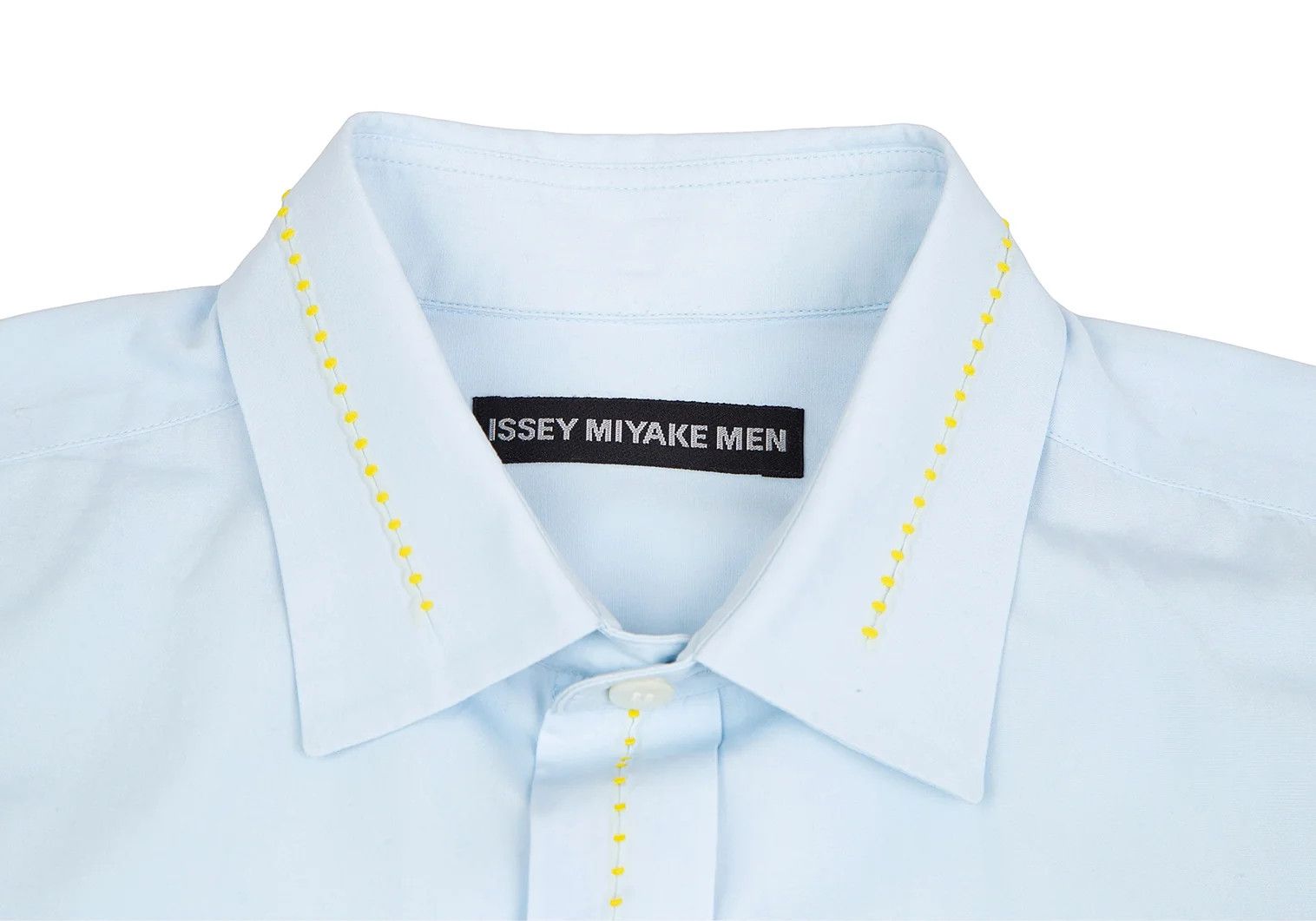 Issey Miyake Cotton Broad Stitch Design Fly Front Shirt in Light Blue Size US S / EU 44-46 / 1 - 3 Thumbnail