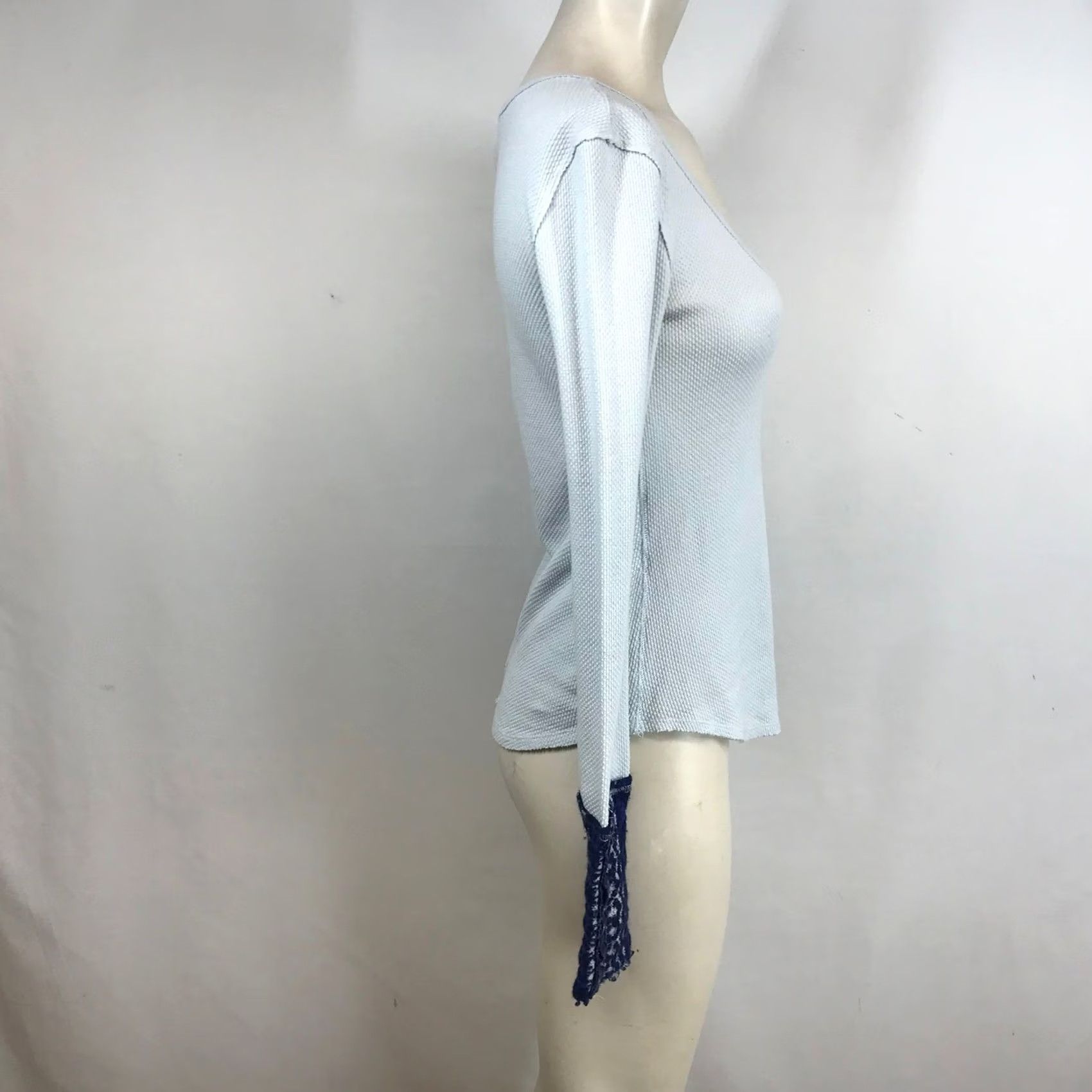 Vintage We The Free We The Free Light Blue Waffle Knit Thermal V-Neck Lace Cuff Top Shirt Women XS-M Long Sleeve Boatneck/V-Neck? Size S / US 4 / IT 40 - 4 Thumbnail