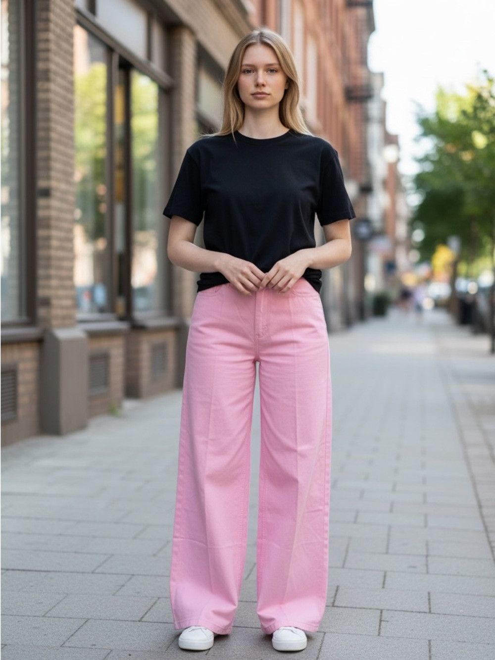 Zara NWT New Zara Wide Leg High Rise Pink Cotton Pants Size M Size 32" / US 10 / IT 46 - 1 Thumbnail