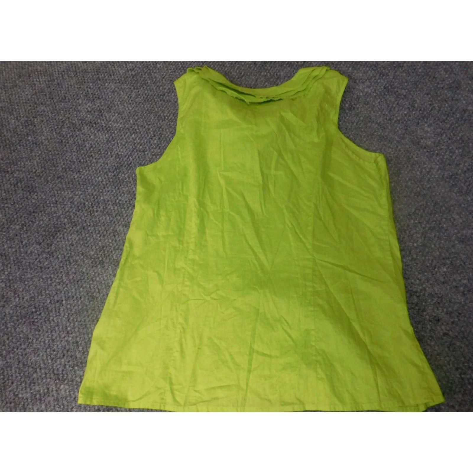 Madison Madison Blouse Shirt Womens Large Green Collared Pullover Sleeveless Casual 100% Cotton Ruffle Casual Vintage No Size L / US 10 / IT 46 - 7 Thumbnail