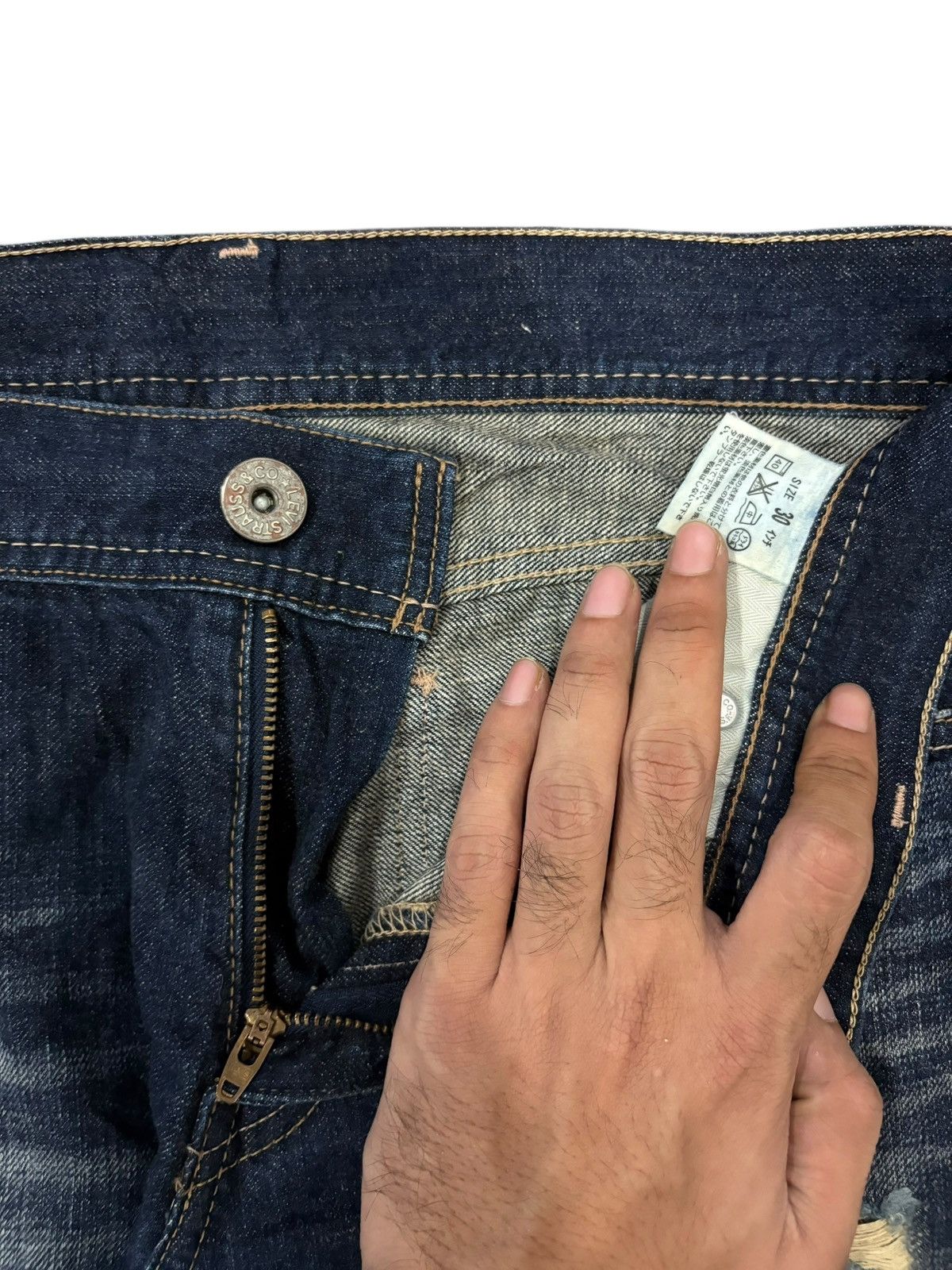 Levi's Vintage 90s Levis 535 Distress Loose Jeans Size 32" / US 10 / IT 46 - 5 Thumbnail