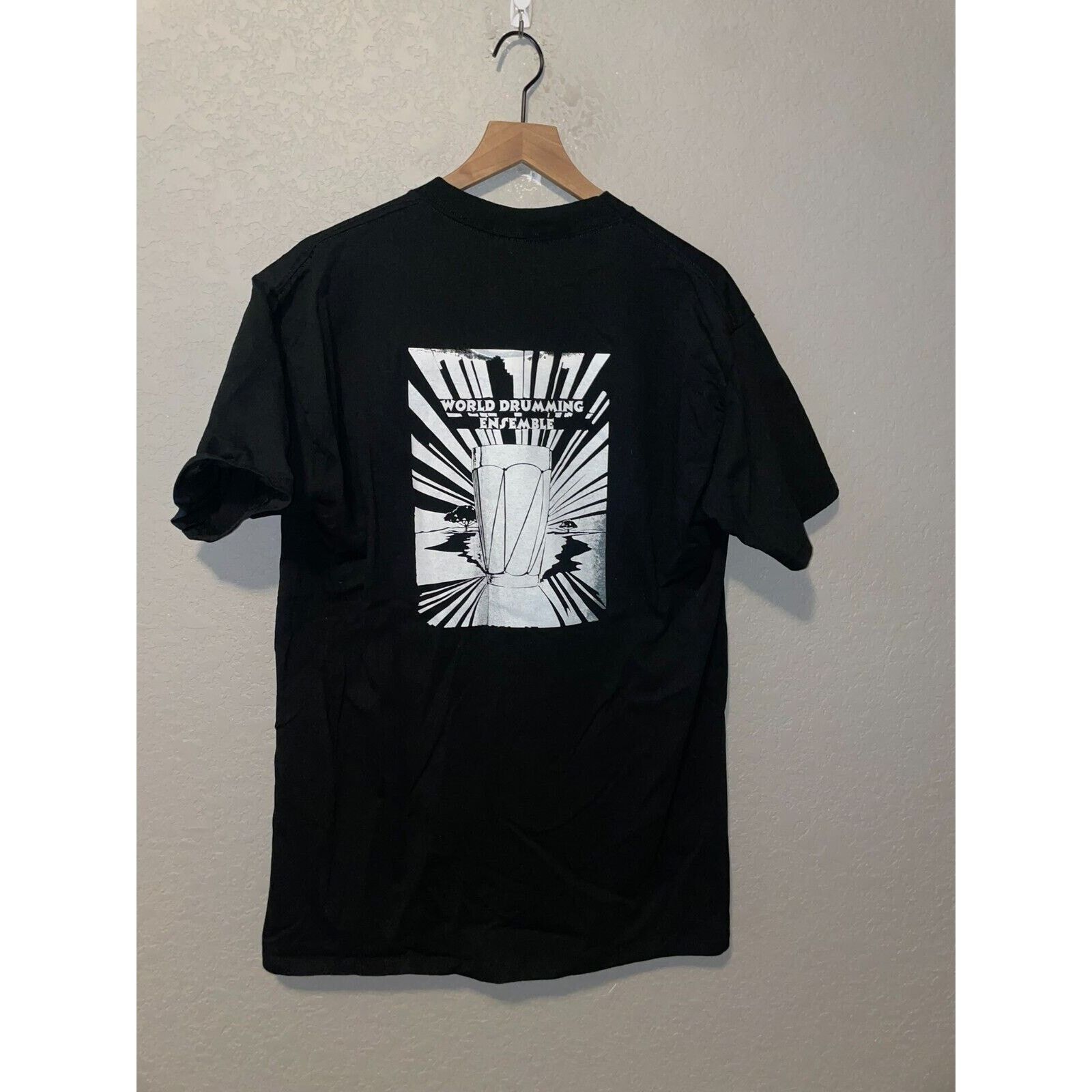 Jerzees Drum Shirt World Drumming Ensemble Black Tee 90s Vintage L Size US L / EU 52-54 / 3 - 4 Thumbnail