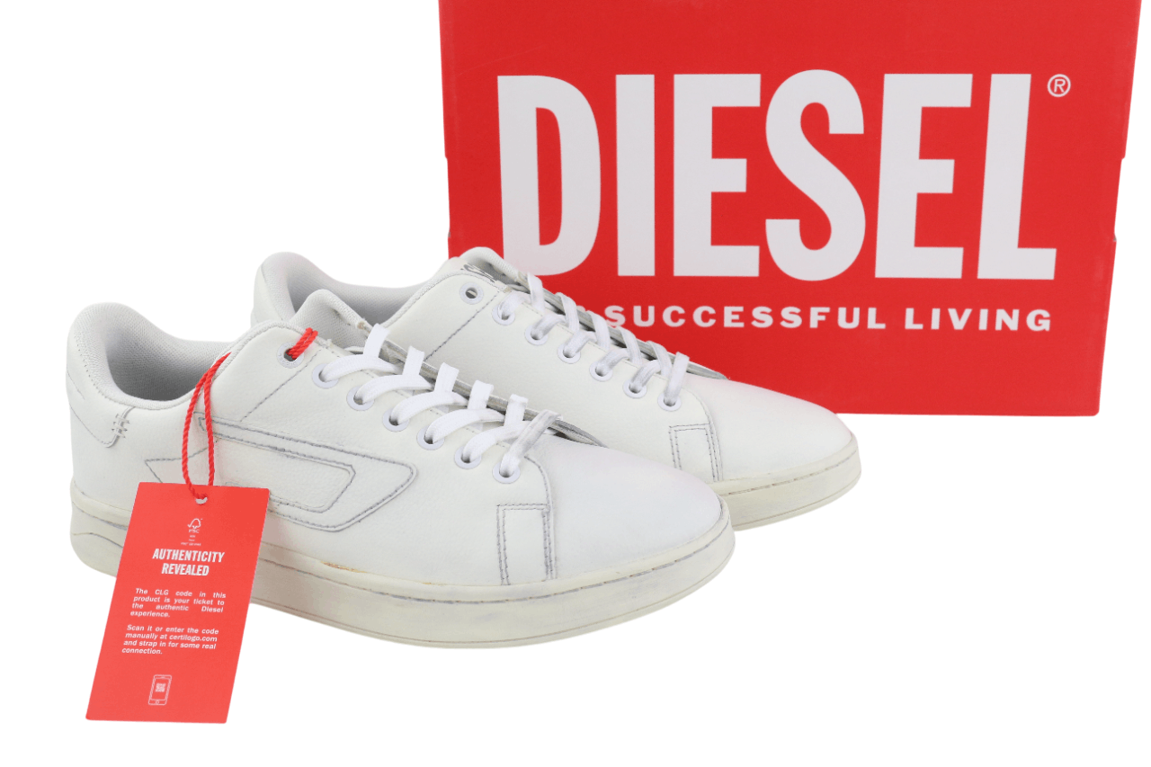 Diesel S-ATHENE LOW EU41 White Leather Lace Light Logo 40557 Size US 8.5 / EU 41-42 - 1 Thumbnail