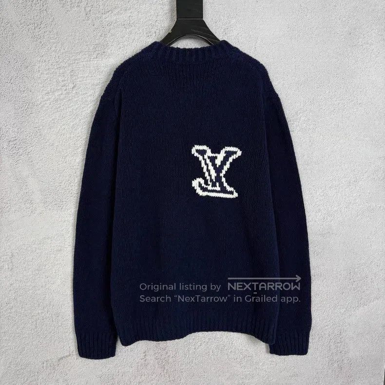 Louis Vuitton Louis Vuitton Blue intarsia monogram teddy knit sweater Size US XXL / EU 58 / 5 - 2 Thumbnail