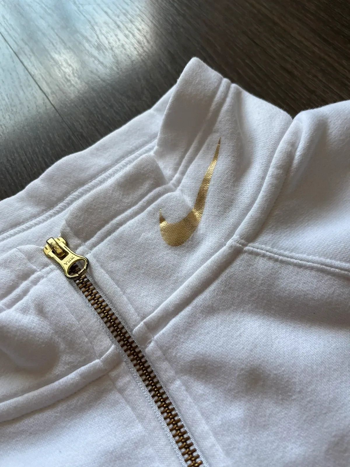 Nike Nike Sz L Half Zip Neck Swoosh Just Do It White Gold Size L / US 10 / IT 46 - 5 Thumbnail