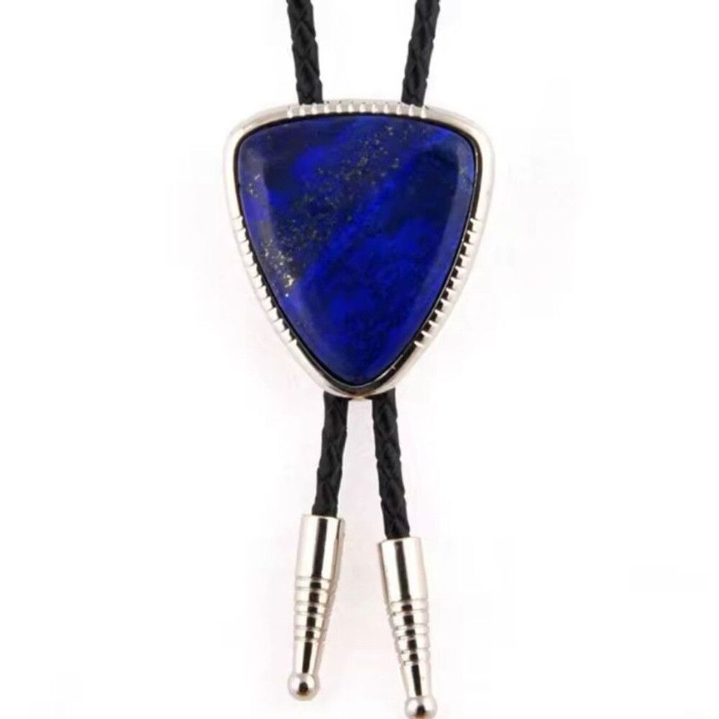Other Triangle Blue Agate Stone Bolo Tie Mens Casual Western Size ONE SIZE - 1 Thumbnail