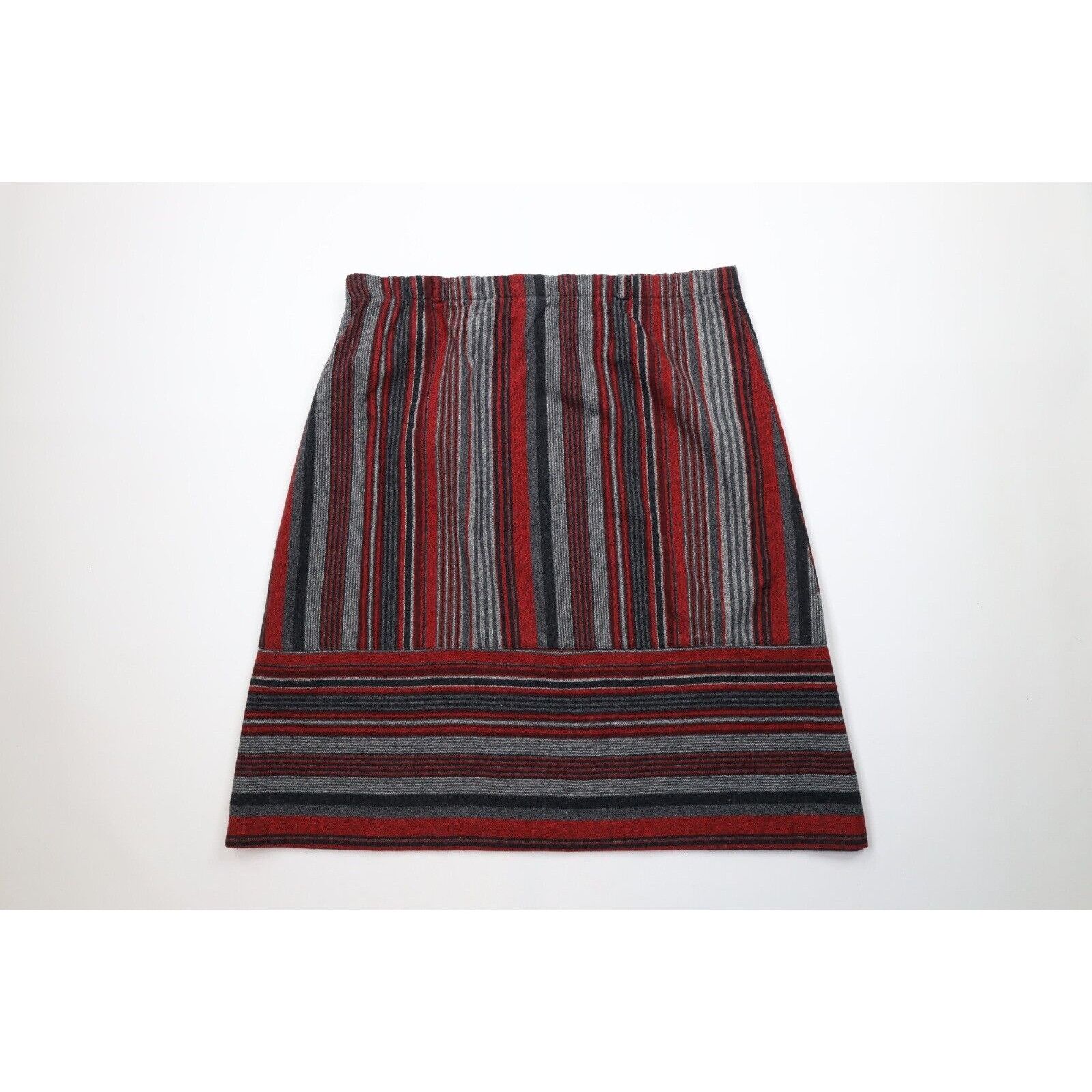 Vintage Vintage 70s Streetwear Wool Blend Tweed Striped Skirt Size 38" / US 16 / IT 52 - 6 Thumbnail