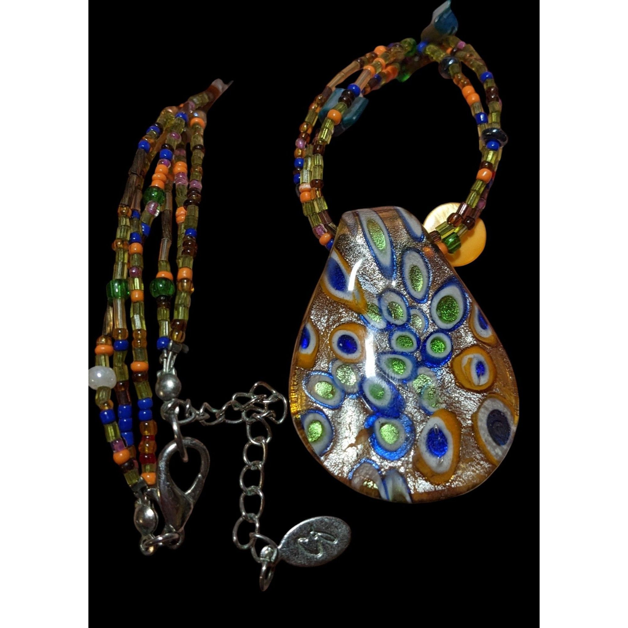 Other Retro Rainbow Glass Beaded Pendant Necklace Size ONE SIZE - 4 Thumbnail